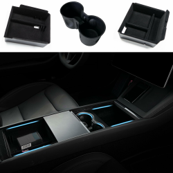 TOPABYTE Mittelkonsole Organizer für Tesla Model Y Juniper Model 3 Highland 2025 2024 Armlehnenablage Armlehne Aufbewahrungsbox Mittelkonsolen Getränkehalter Becherhalter (3 Stück) New Model 3/Y 3PCS Angebot bei HelloDeals