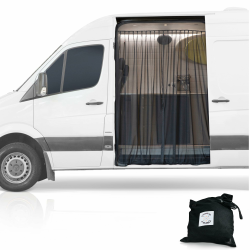 Living in a Bubble Van Insektennetz für Mercedes-Benz Sprinter mit Mittel-/Hochdach, Renault Master und Volkswagen Crafter (Hoch-/Superhochdach). Moskitonetz mit Schiebetür, zentraler Magnetverschluss Side Door (Large) Schwarz Angebot bei HelloDeals