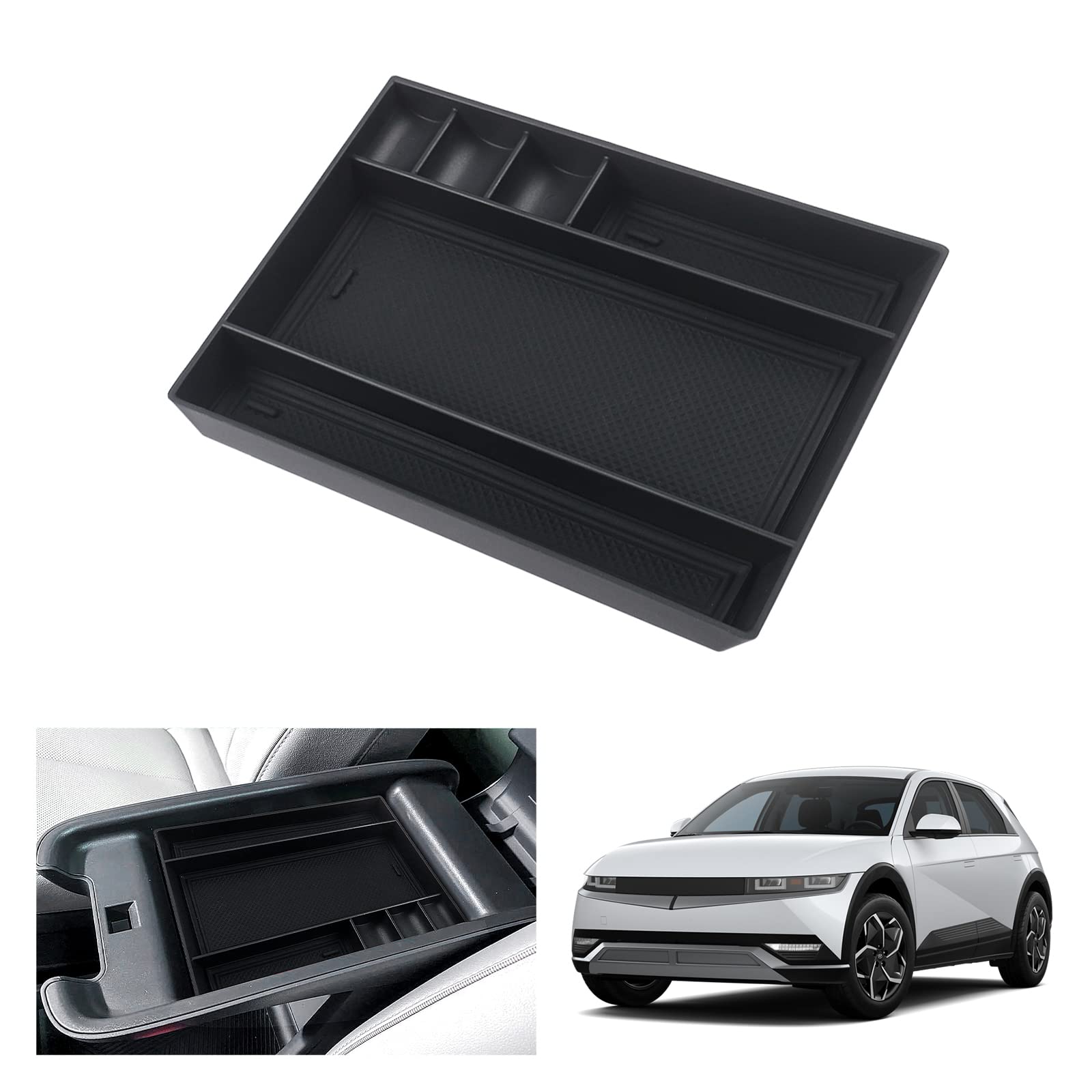 GAFAT Hyunda-i Ioniq 5 2021-2024 2025 Mittelkonsole Aufbewahrungsbox, Ioniq 5 2023 Armlehne Organizer Tray Handschuhfach, Ioniq 5 Zubehör (Schwarz) Angebot bei HelloDeals