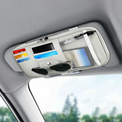 Linkstyle Auto Sun Visor Organizer, Interieur Leder Zubehör Aufbewahrungstasche, Sonnenblende Organizer für Karten Führerschein Rechnung Stifte Grau Angebot bei HelloDeals