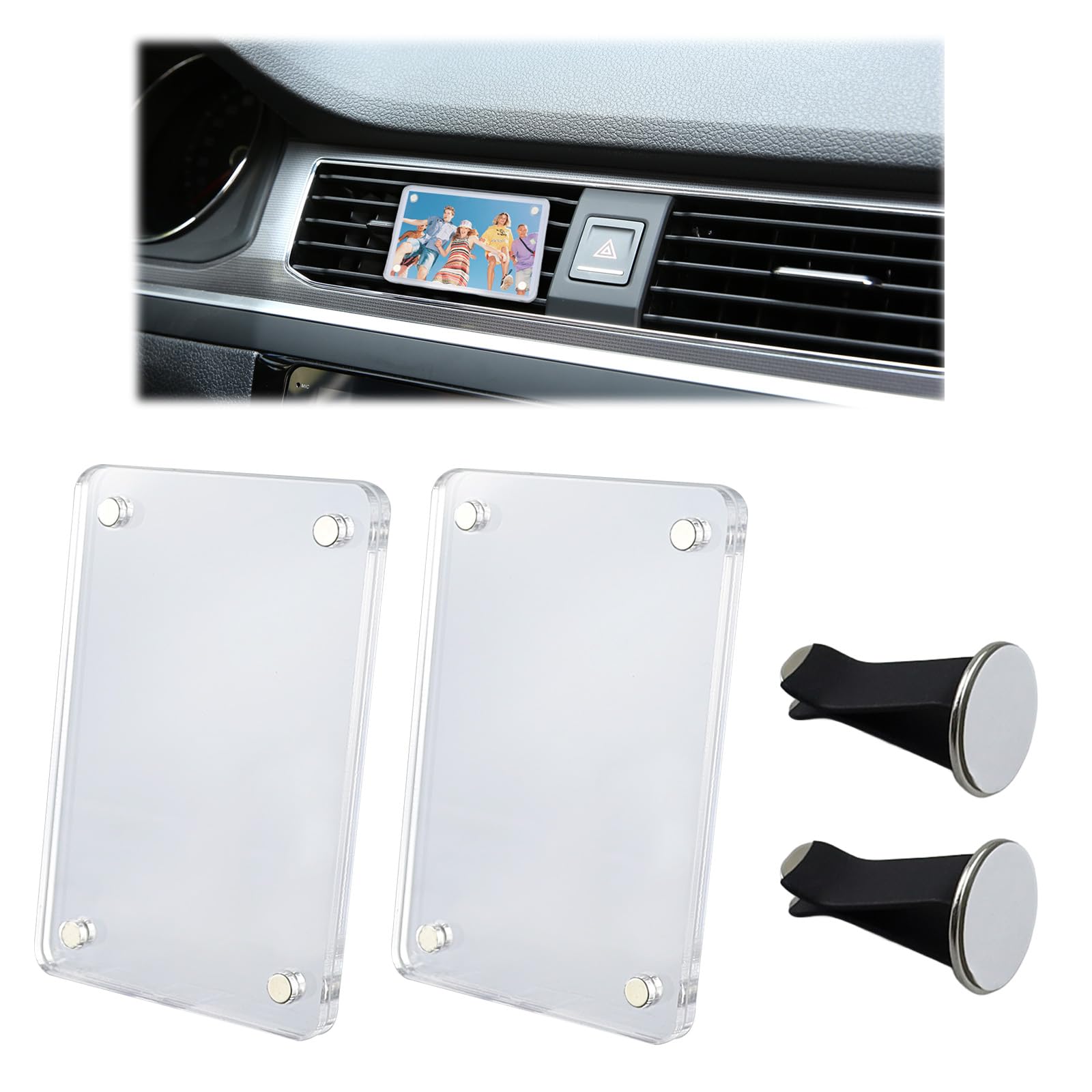 NineSSJLY 2er Set Auto Bilderrahmen Lüftung – Magnetischer Acrylrahmen für 6×9 cm Fotos, inkl. Klemmhalter mit Kleber – Auto Anhänger personalisiert, Foto Clip für Lüftung, Auto Deko Air outlet Angebot bei HelloDeals