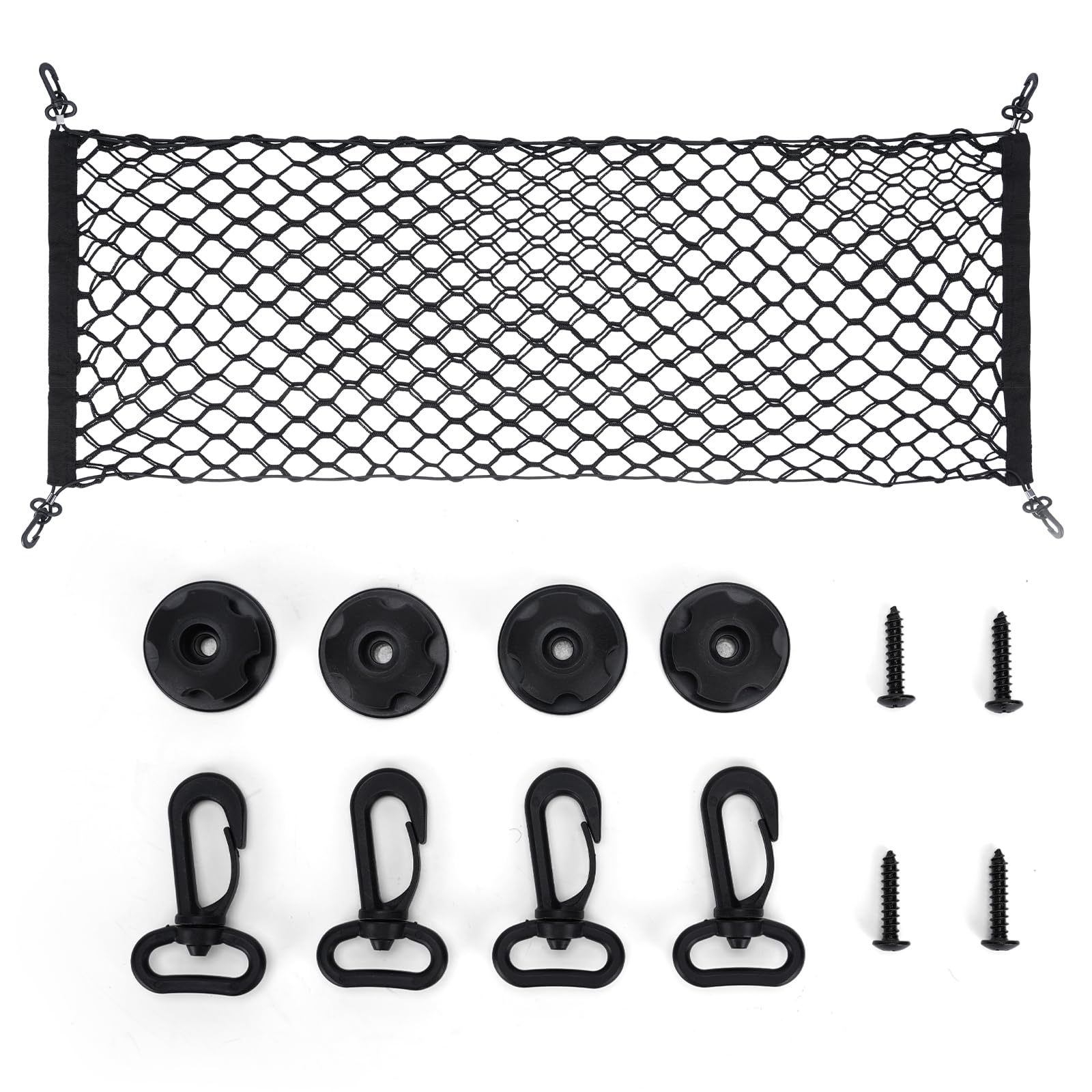 mobumeia Kofferraumnetz Gepäcknetz Auto, Kofferraum Netz 110 x 40 cm, Mit 4 Karabinern Und 4 ABS Kunststoffschnallen - Super Elastisch Für Die Meisten Autos Angebot bei HelloDeals