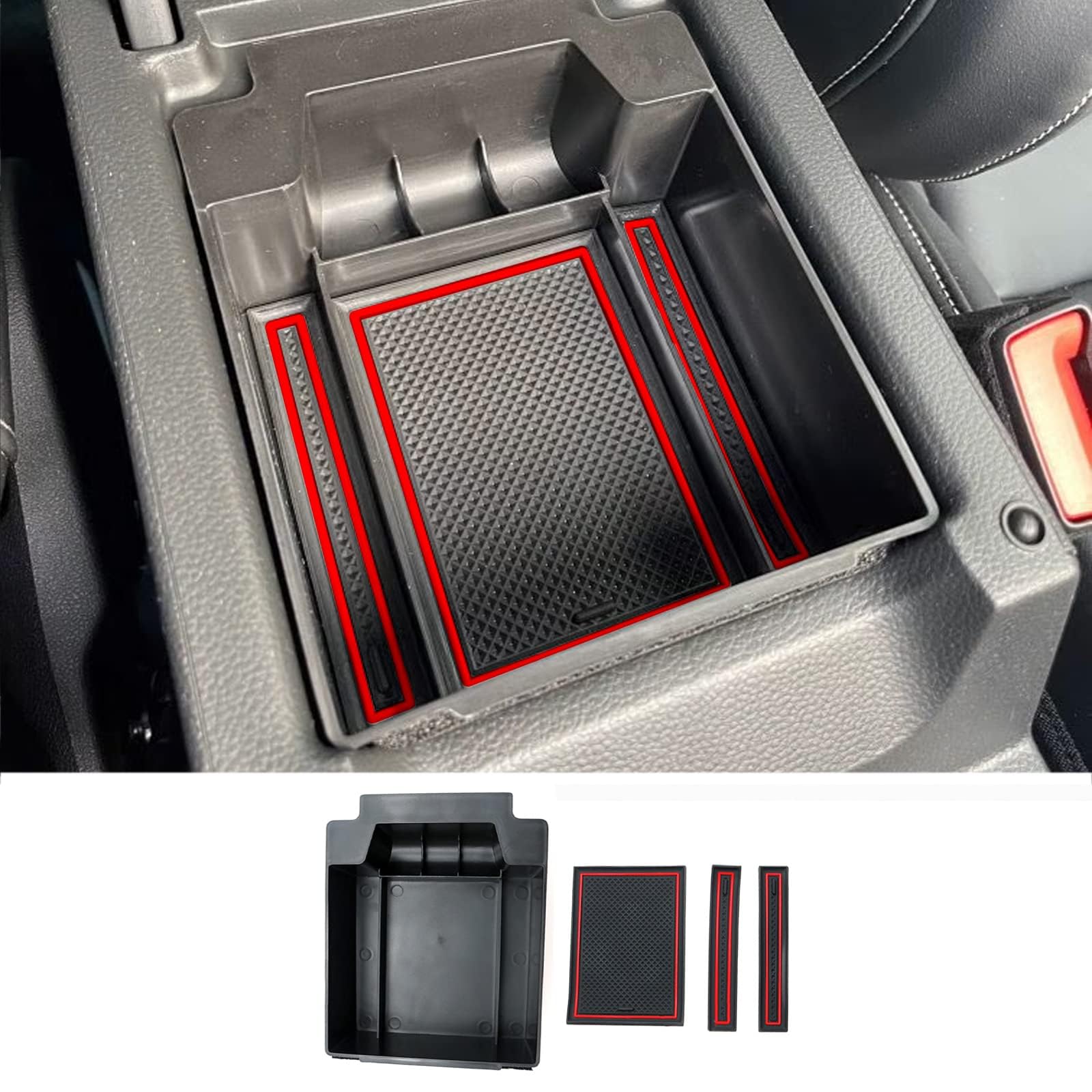 CDEFG Kompatibel mit Seat Ateca/Cupra Ateca 2017-2023 2024 2025 Mittelkonsole Handschuhfach Armlehne Multifunktionaler Aufbewahrungsbox Auto Center Console Organizer Tray Ateca FR Zubehör (Rot) Angebot bei HelloDeals