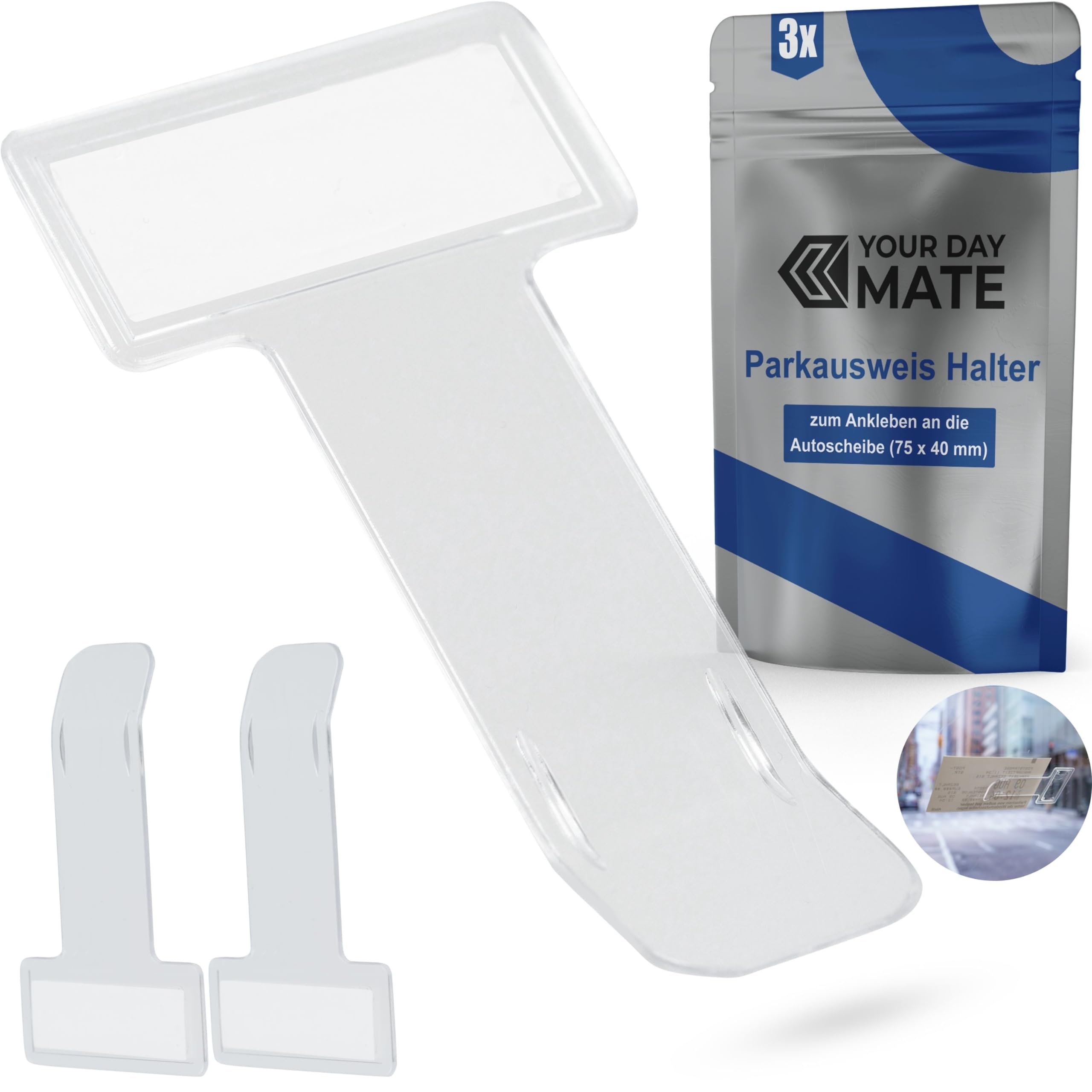 Windschutzscheibe Parkausweis Halterung, 3 Stück, in Transparent, Halter zum Ankleben, Parkausweishalter Scheibe, Autoscheibe Parkscheinhalter, Kartenhalter Parkticket, Auto Clip Ticket zum Parken Transparent, 3 Stück Angebot bei HelloDeals