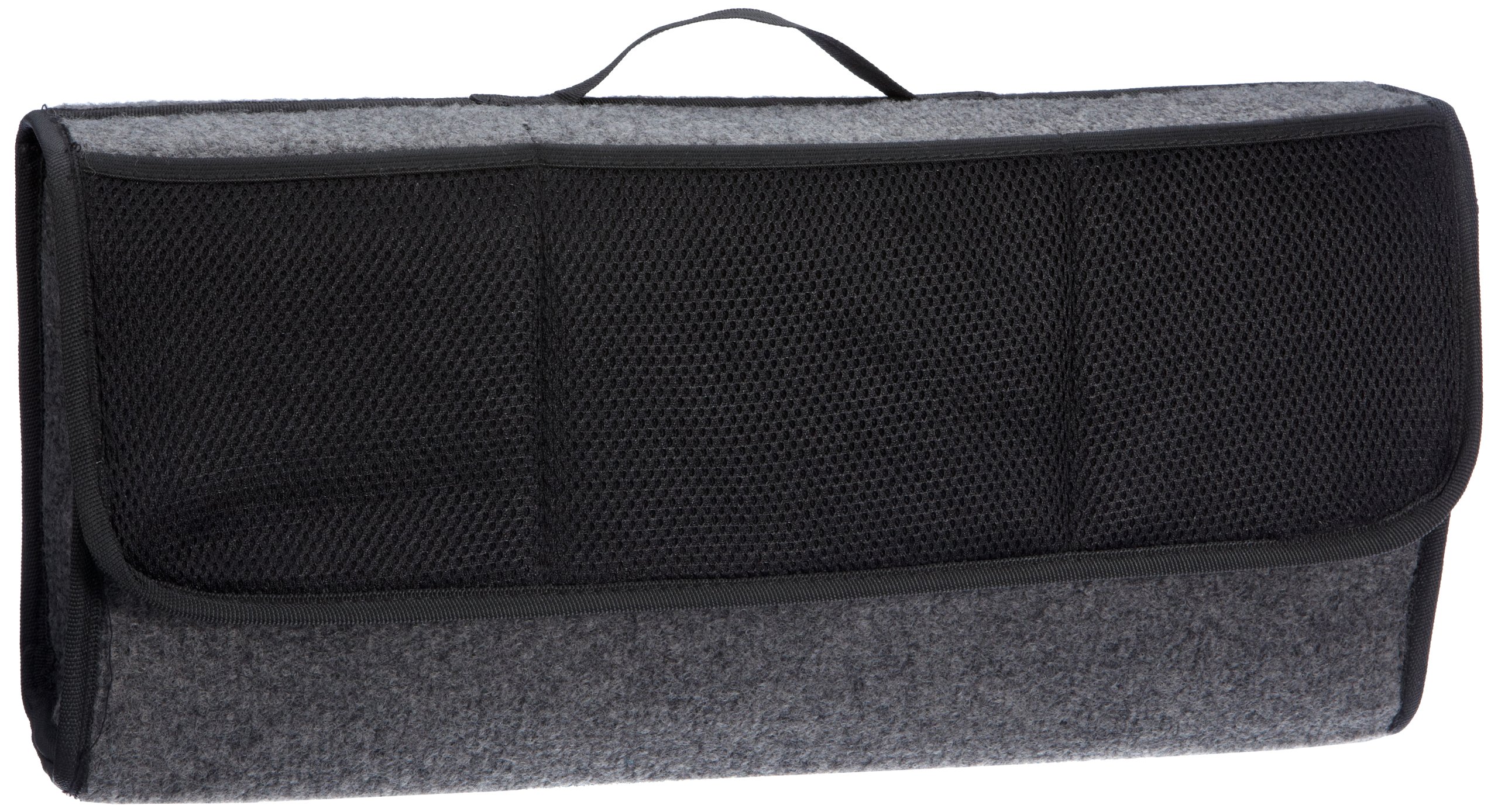 UNITEC 73615 Kofferraum-Organizer, Kofferaumtasche mit Klettverschluss Befestigung, robuster grauer Nadelfilz, schwarz, Nein Angebot bei HelloDeals