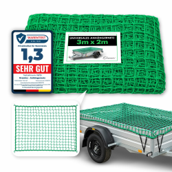 Oramics Anhängernetz 2x3 m – Reißfestes Gepäcknetz & Sicherungsnetz für Anhänger – Dehnbares Netz zur Ladungssicherung aus grünem Nylon – Netz für PKW-Anhänger, Transport & Plane Angebot bei HelloDeals
