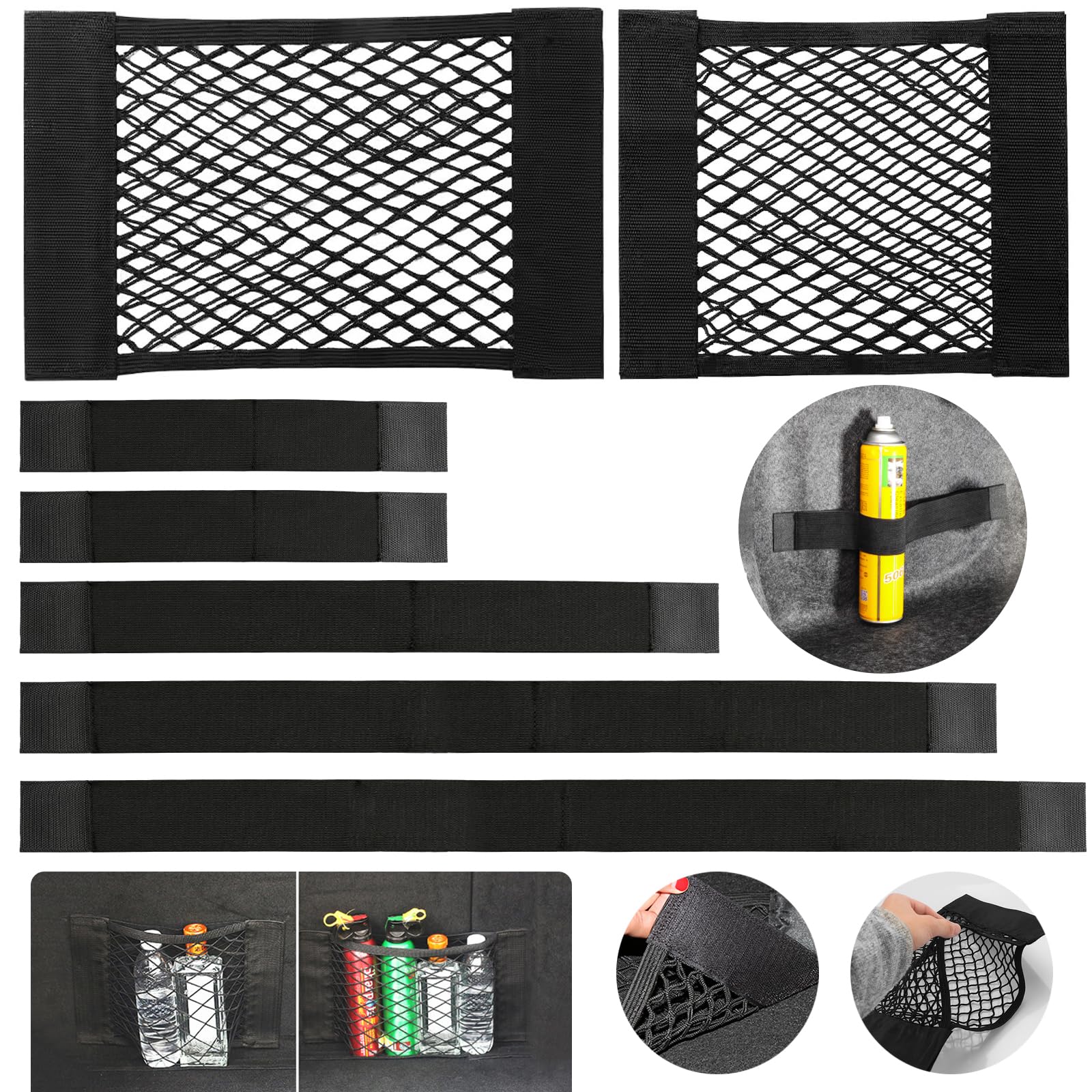 dsDAEDK 7 Stück Kofferraum Netztasche Auto mit Klettverschluss, Schwarz, Universal für Auto/SUV Angebot bei HelloDeals