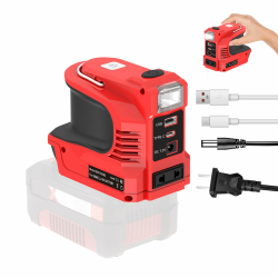 180W Akku Wechselrichter Kompatibel mit EIN-hell 18V Akku, DC 18V auf AC 200V-240V Power Wechselrichter, Spannungswandler Konverter mit 200LMLED Lampe, DC Rundloch, USB-A, USB-C, Wechselstromauslass Angebot bei HelloDeals