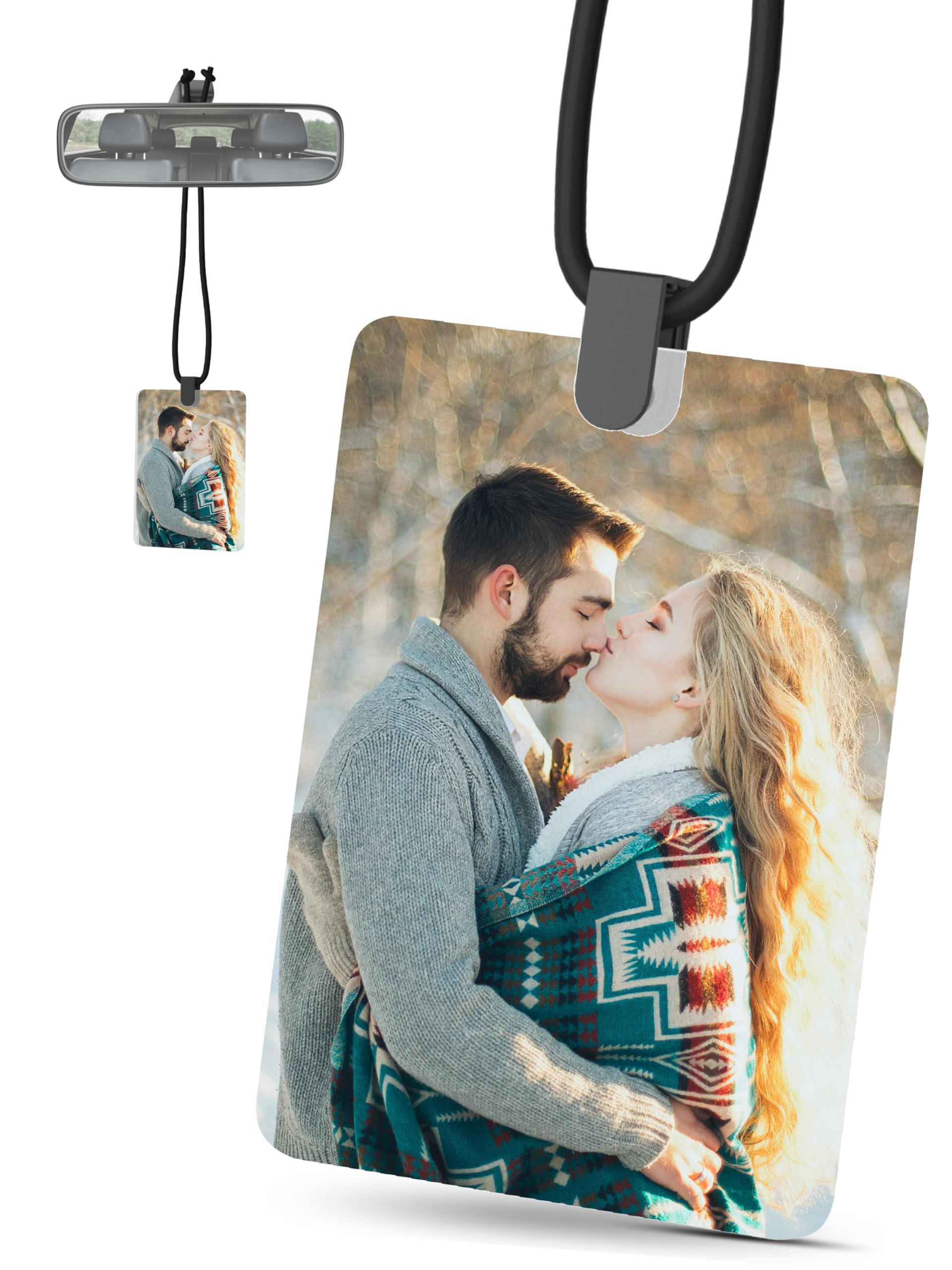 Personalisierter Autoanhänger mit Foto – Anpassbarer Rückspiegel-Anhänger für Partner oder Partnerin – Auto-Deko & Duft-Accessoire – Romantisches Geschenk für Autofahrer Angebot bei HelloDeals