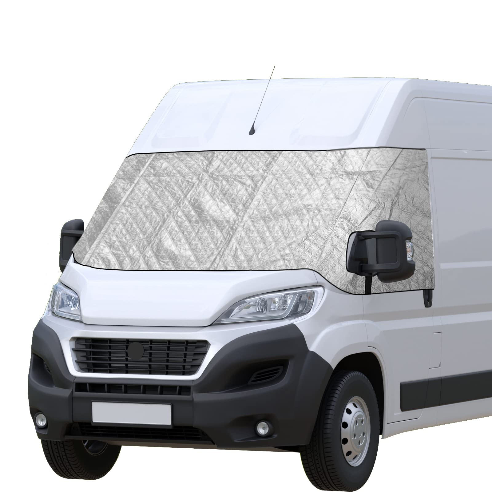 CICMOD Scheibenabdeckung für FIAT Ducato Transporter Frontscheiben Anti Frost Ice Staub Fensterfront Abdeckung Sonnenschutz für Wohnmobil Silber schwarz Angebot bei HelloDeals