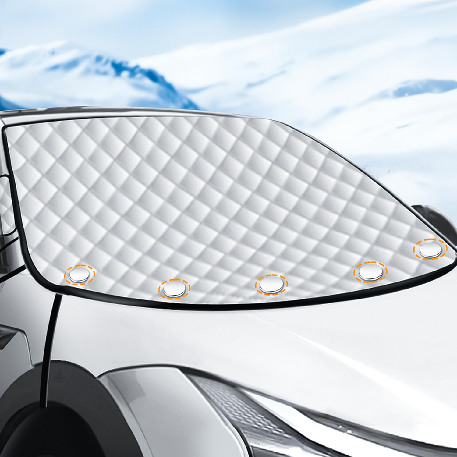Frontscheibenabdeckung Winter mit Magnet Schneeschutz Eisschutz, Magnetisch mit Tragbarer Tasche, Geeignet für die Meisten Fahrzeuge Angebot bei HelloDeals