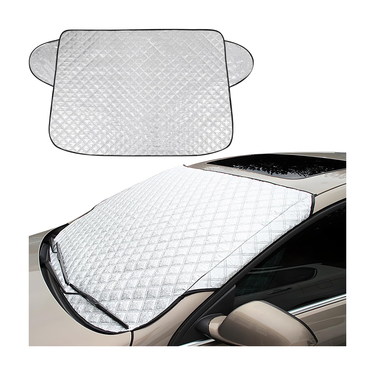JNNJ Auto Windschutzscheiben Abdeckung, Wasserdicht Faltbar Autoscheibenabdeckung Frostschutz Abdeckung, Mehrzweck Eisschutzfolie,Winterabdeckung Für Schnee(100x145cm) Angebot bei HelloDeals