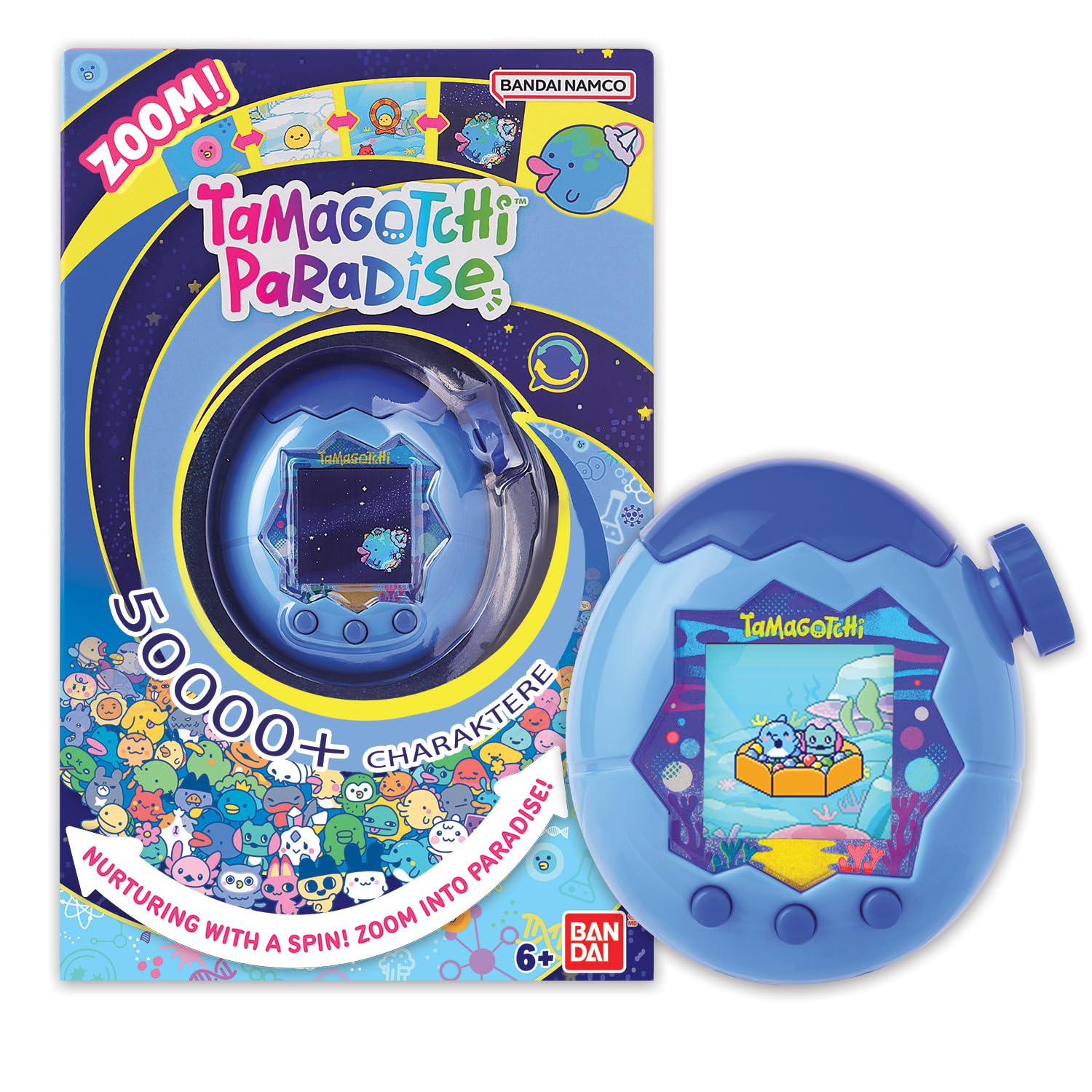 Bandai - Tamagotchi Paradise Wasser - Virtuelles Haustier zum Aufziehen - Tamagotchi Interaktives Spielzeug auf Deutsch, Zoom-Drehrad - Modell Wasser in Blau - Spielzeug für Kinder ab 6 Jahren - 43422 Angebot bei HelloDeals