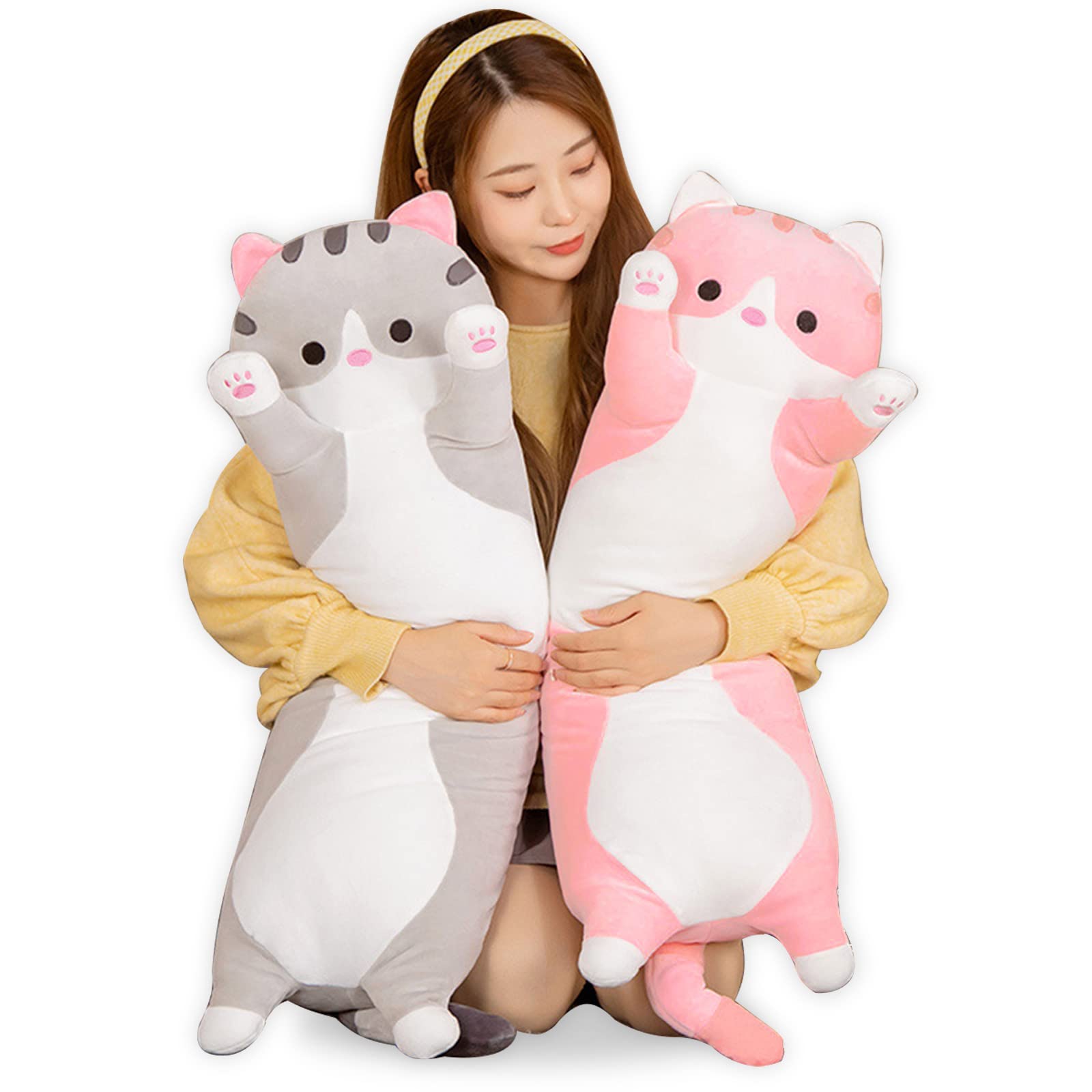 Bobomon Katze Kuscheltier stofftier Katze langes Kissen riesen XXL Kawaii groß plüschtier plüschkatze Cute seitenschläferkissen cat plushie (Rosa, 50cm) Rosa 50 cm Angebot bei HelloDeals