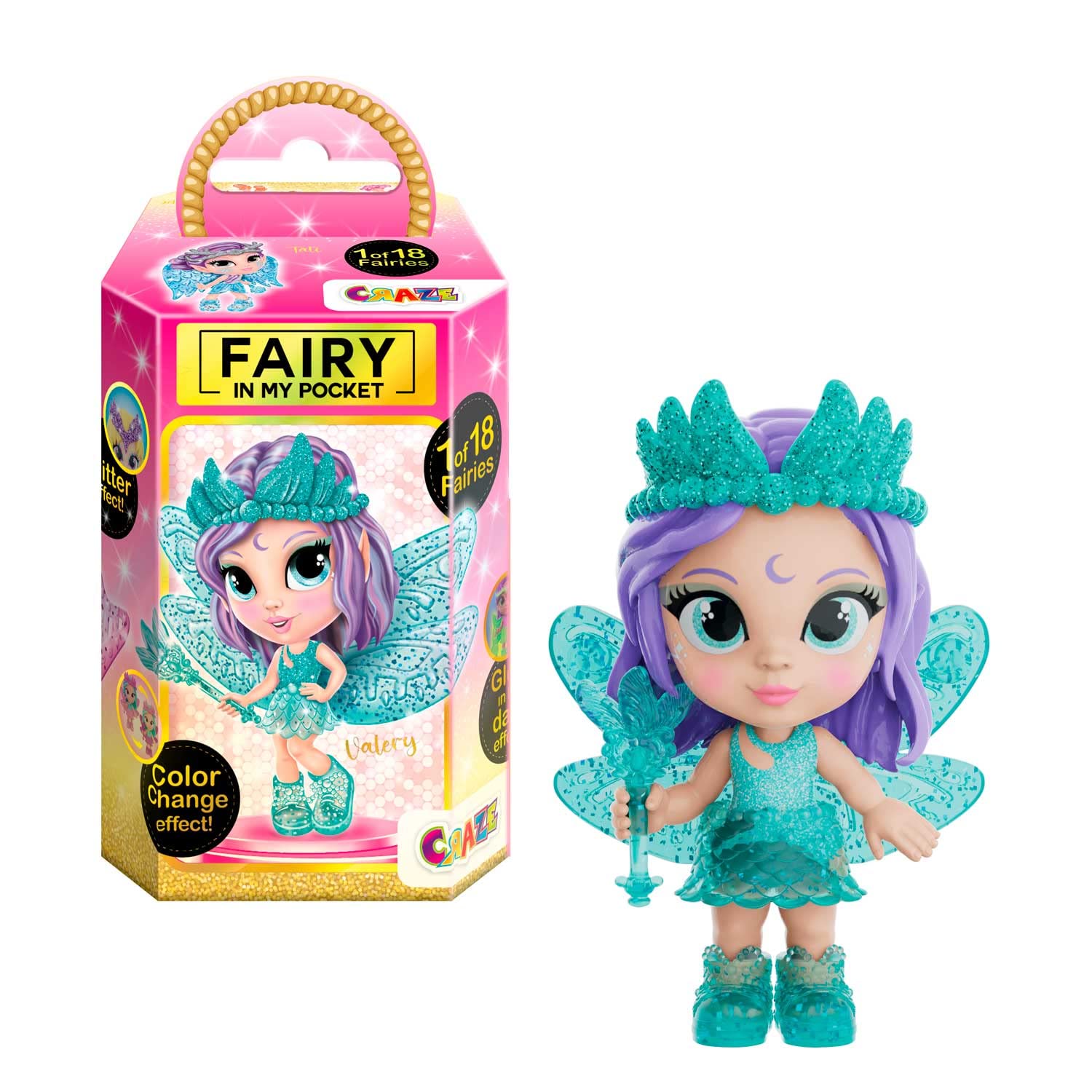 CRAZE Fairy In My Pocket | Fee Puppe mit Flügel, Fee Spielzeug zum Sammeln mit Spezialeffekten wie Glitzer, Leuchten im Dunkeln und Farbwechsel Angebot bei HelloDeals