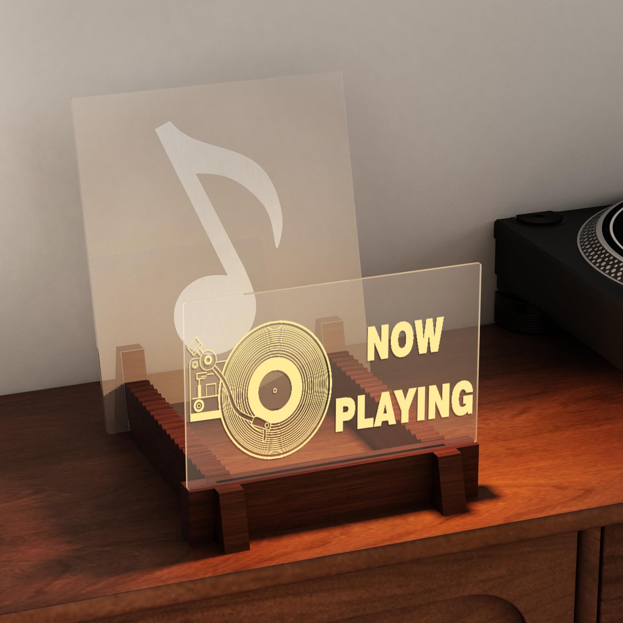 CoolGift Mart Now Playing Aufleuchten Vinyl-Schallplatten-Aufbewahrung, mit warmweißen Lichtern - Ideal zum Sammeln, Ausstellen und Dekorieren - Bestes Geschenk für Vinyl-Liebhaber Angebot bei HelloDeals