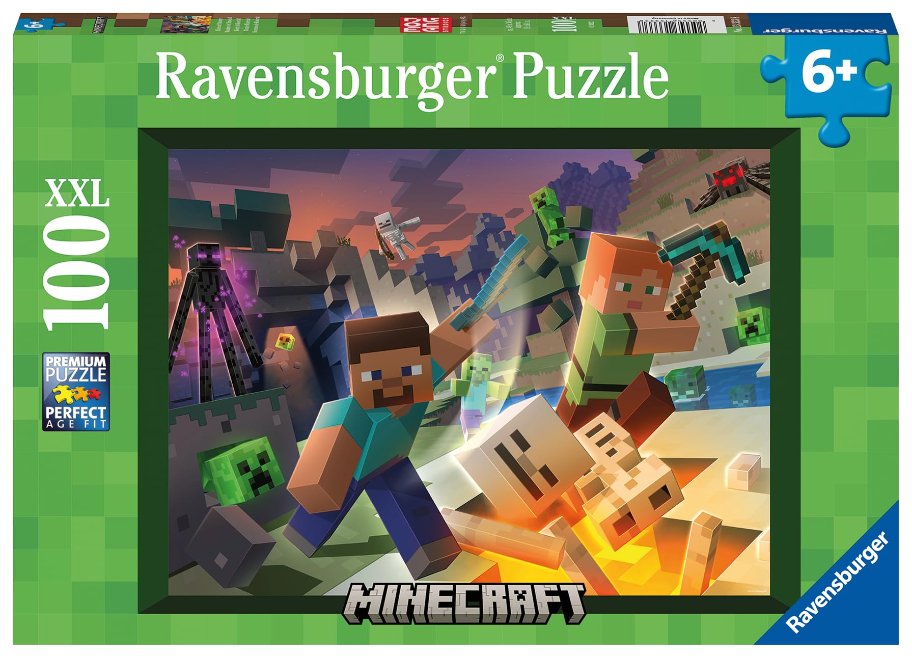 Ravensburger Kinderpuzzle 13333 - Monster Minecraft - 100 Teile XXL Minecraft Puzzle für Kinder ab 6 Jahren Single Angebot bei HelloDeals