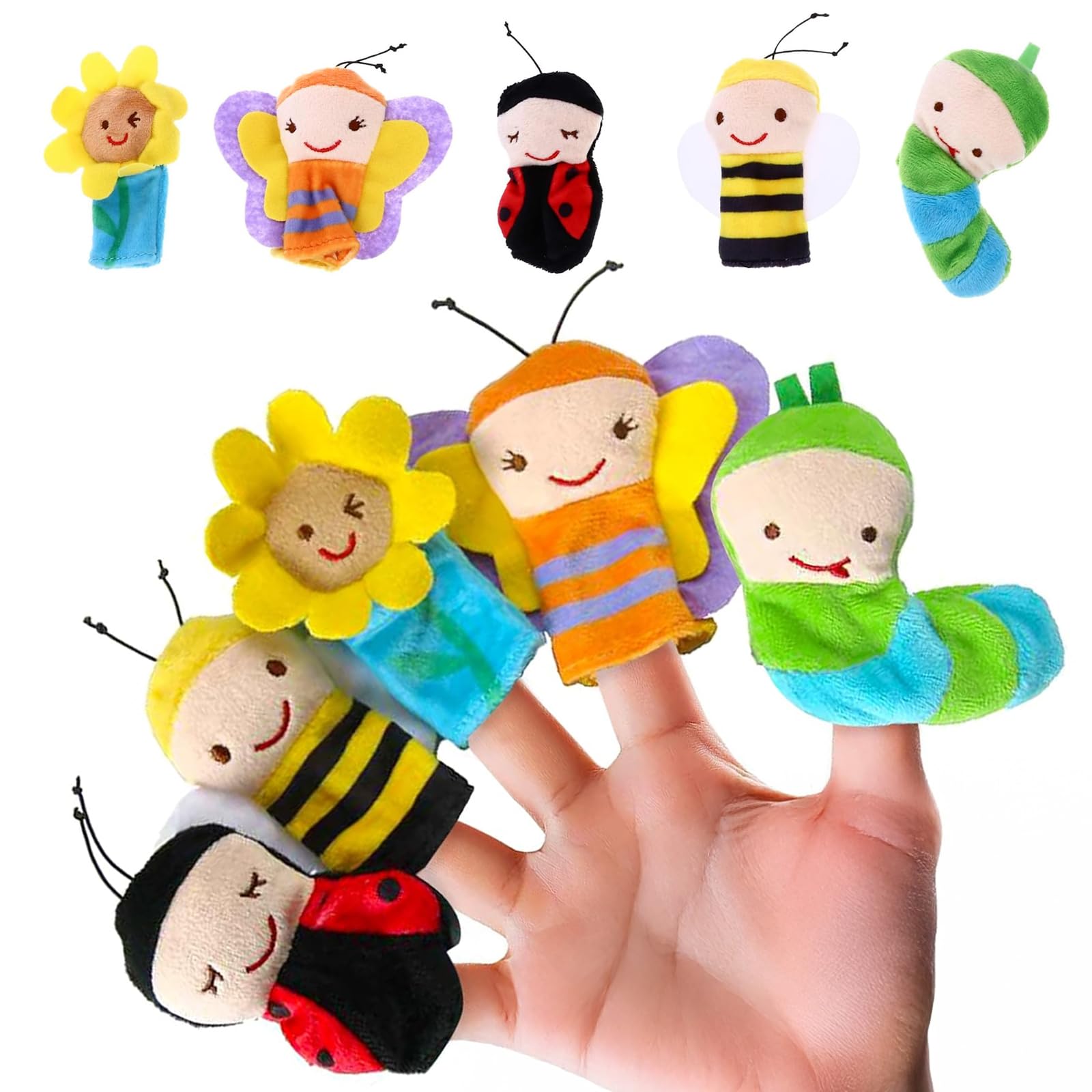 Kleine Tier Fingerpuppe, 5 Stück Familie Fingerpuppen Set, Klein Tier Insekten Fingerpuppe Set, Niedliche Fingertiere Baby für Geschichte Zeit Kindergeburstag Gastgeschenk Mitgebsel Angebot bei HelloDeals