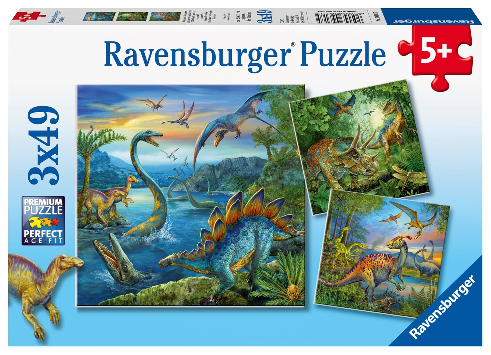 Ravensburger Kinderpuzzle - 09317 Faszination Dinosaurier - Puzzle für Kinder ab 5 Jahren, mit 3x49 Teilen Single Angebot bei HelloDeals