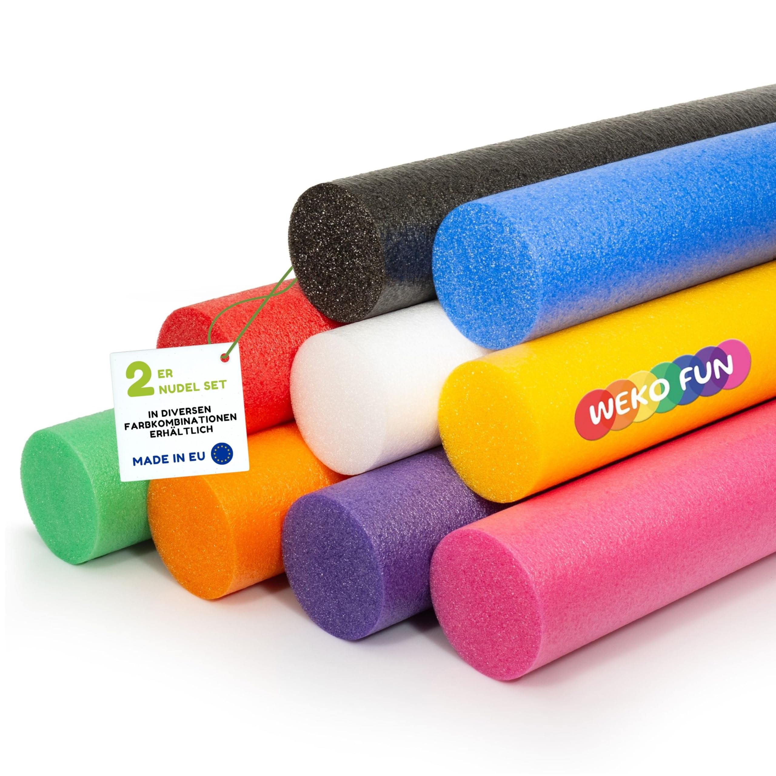 WeKo FUN Schwimmnudel für Kinder & Erwachsene 160cm - Lange Poolnudel 2er Set - 9 Farben zur Auswahl - Schwimmhilfe für Pool, Strand & Wasserspiele - Wasserspielzeug - Wassernudel - Water Noodle Schwarz/schwarz Angebot bei HelloDeals