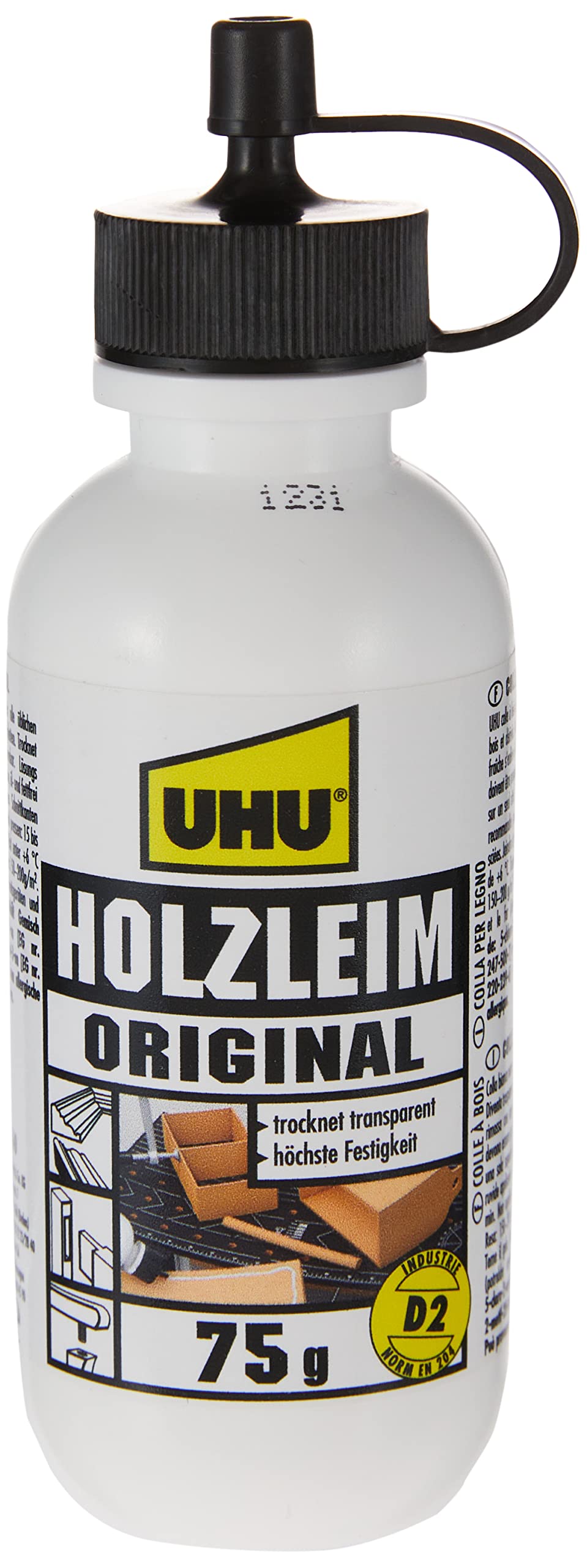 UHU Holzleim Original Flasche, Universeller Weißleim - geeignet für alle üblichen Holzarten und -verklebungen, 75g Flasche - 75g Angebot bei HelloDeals