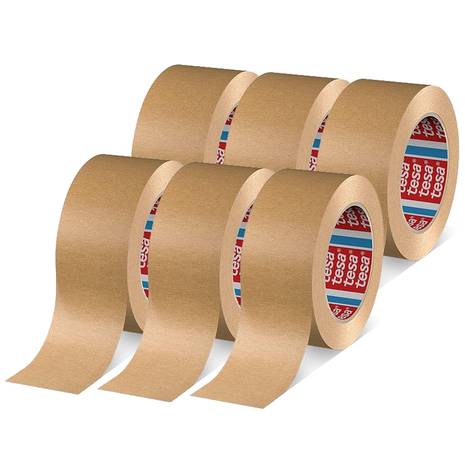 tesa tesapack 4713 Paketband im 6er Pack - Papier Klebeband zum Verschließen von Verpackungen, recyclingfreundlich und lösungsmittelfrei - braun - 6 Rollen je 50 m x 50 mm Single Angebot bei HelloDeals