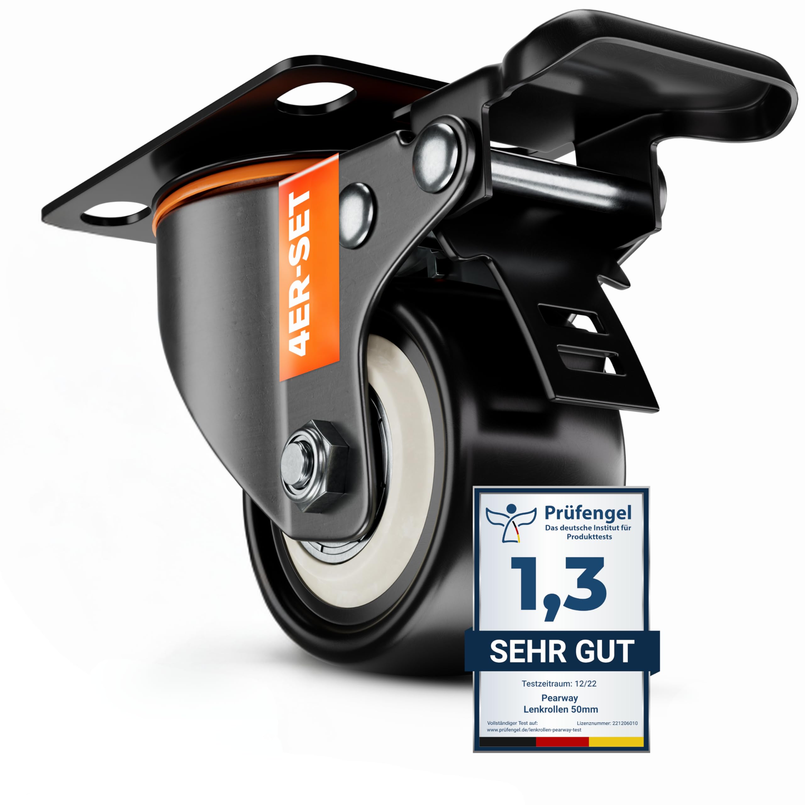 PEARWAY™ Schwerlastrollen 50mm - Tragkraft bis 320kg [4x Bremse] - extra leise & langlebig - Lenkrollen für Werkstatt, Möbel & Outdoor - Möbelrollen - Transportrollen Schwerlast - Rollen Schwerlast ohne Zubehör 1) 4x 50mm Angebot bei HelloDeals