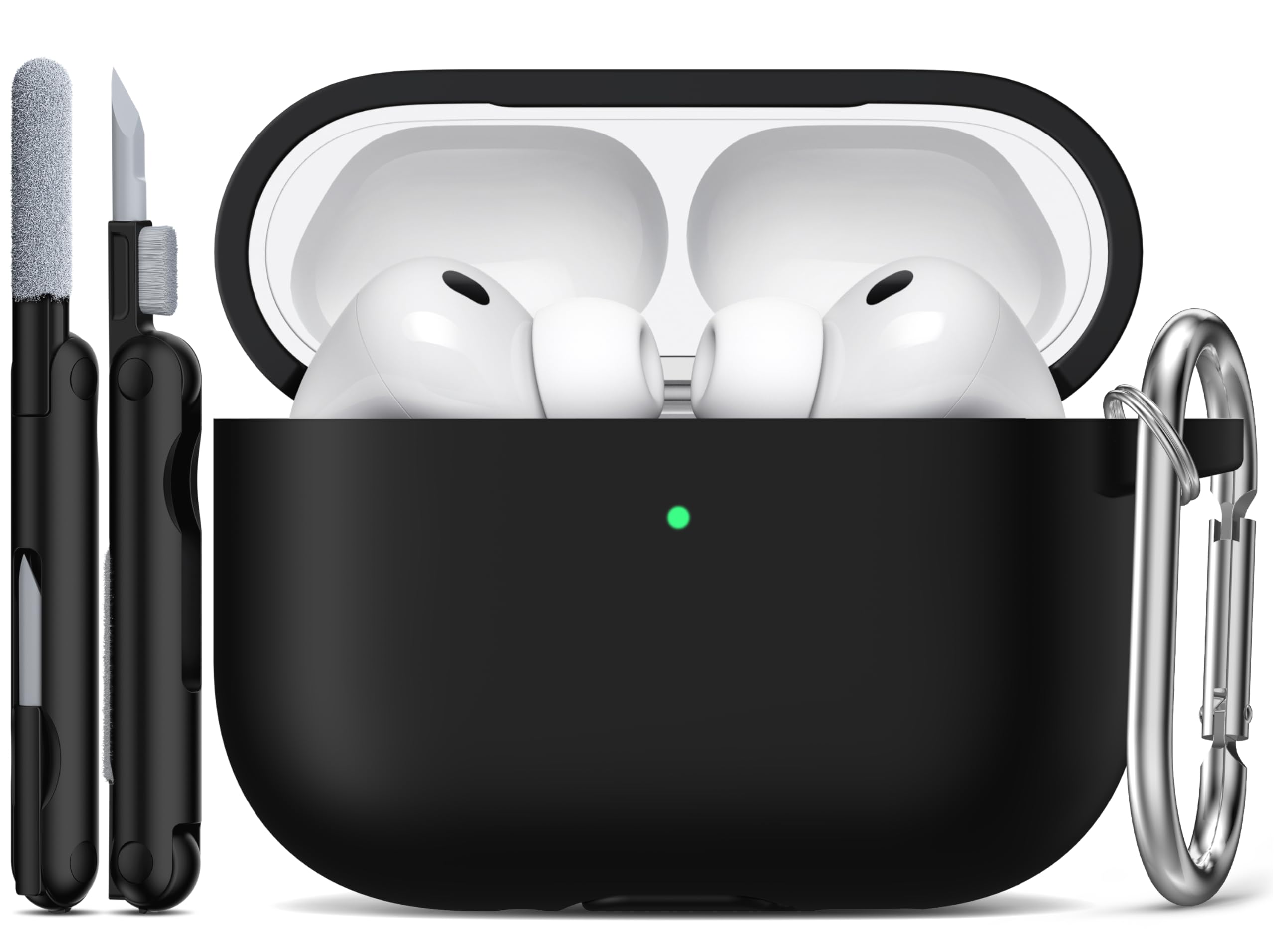 R-fun für AirPods Pro 3 Hülle (2025), Weiche Silikon Schutzhülle Cover Kompatibel mit Apple AirPods Pro 3. Generation (USB-C Kabel) für Damen Herren mit Reinigungsset und Schlüsselanhänger, Schwarz Airpods pro3 Case A-Schwarz Angebot bei HelloDeals