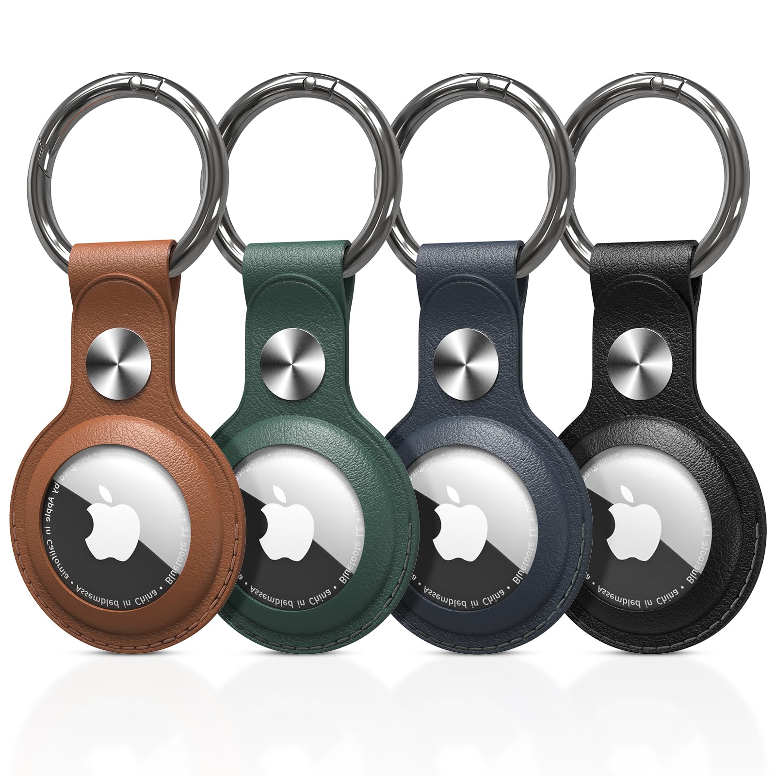 PESTON AirTag Schlüsselanhänger mit PU-Leder Hülle, Anhänger für Apple AirTag mit Rundumschutz vor Kratzern & Stößen, Original-Knopf (4er Set) PU Leder Angebot bei HelloDeals