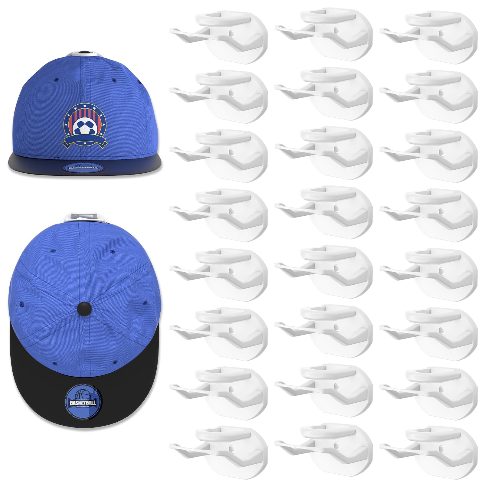 Gocvo 24 Stück Adhesive Cap Halter, Hat Rack Kein Bohren, Baseball cap aufbewahrung, cap halterung wand, kappenhalter für Zimmer Tür Kleiderschrank(Weiß) White Angebot bei HelloDeals