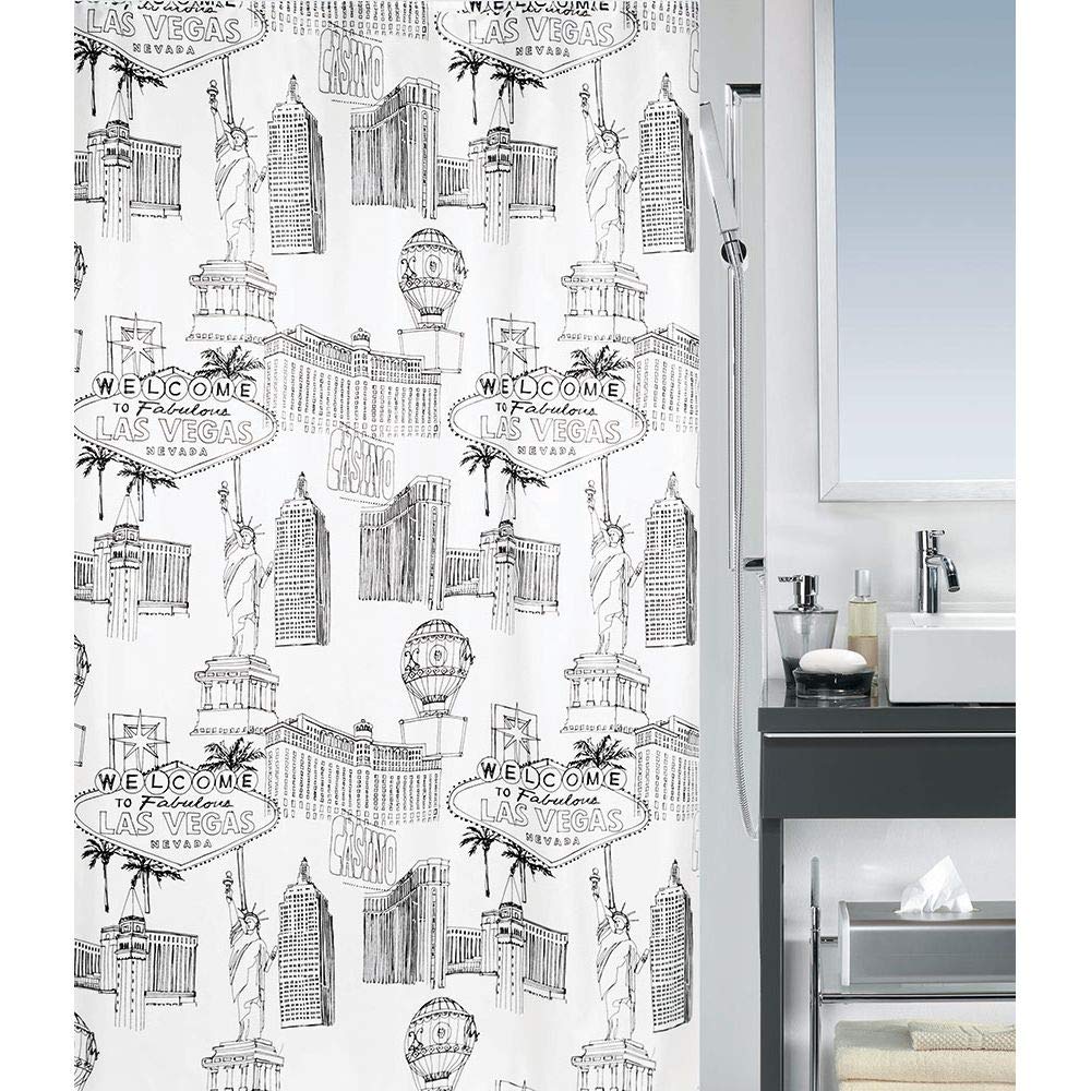 Spirella Anti-Schimmel Duschvorhang - Anti-Bakteriell, waschbar, wasserdicht, Polyester, „Las Vegas“ 120x200cm Weiß Angebot bei HelloDeals
