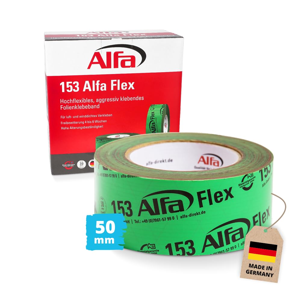 Alfa 1x Flexibles Hochleistungsklebeband 50 mm x 25 m Profi-Qualität Dampfbremsen Dampfsperren Dachfolien geschmeidiges Folienklebeband/Systemklebeband 50 mm x 25 m 1 Angebot bei HelloDeals