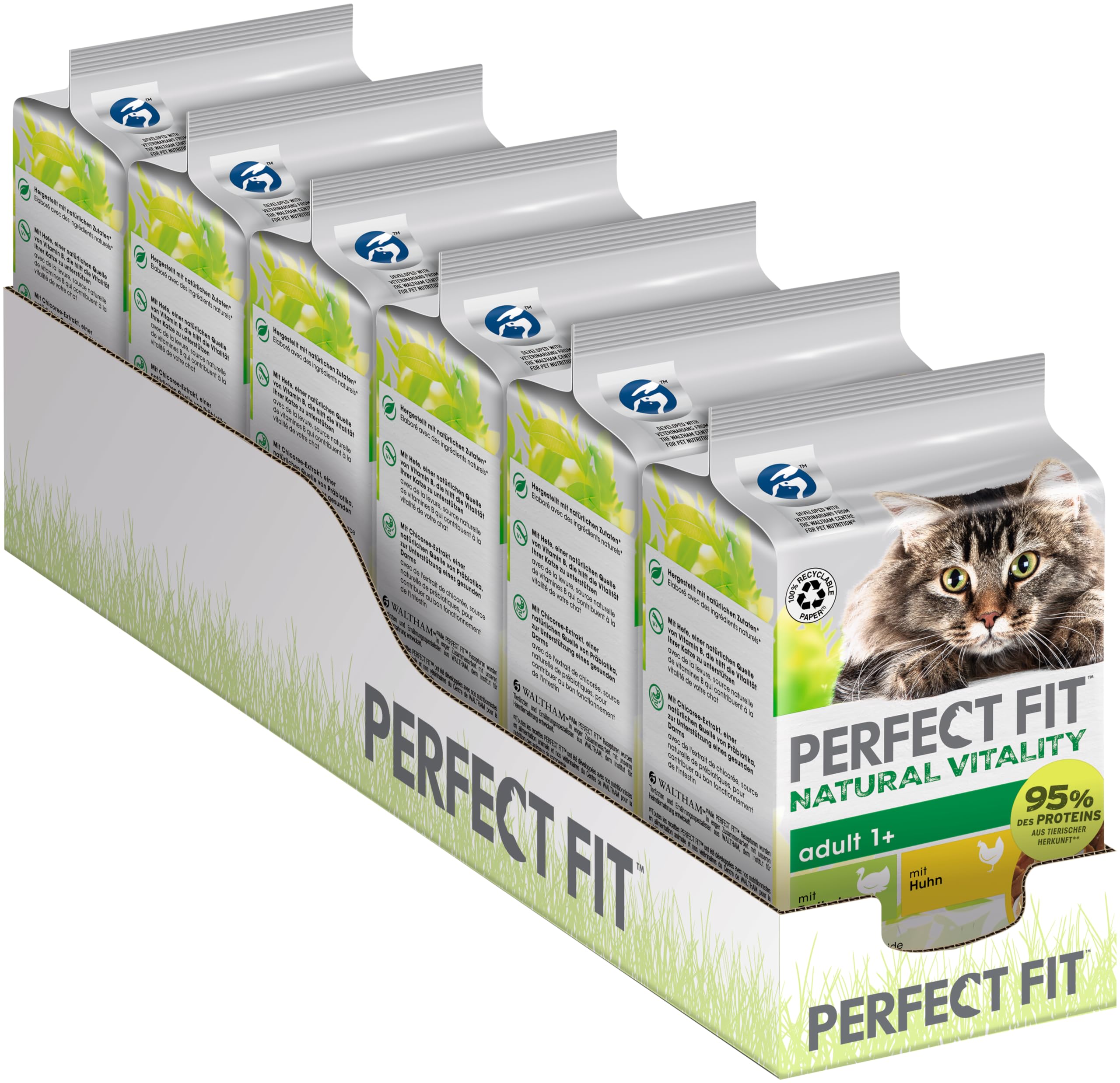 PERFECT FIT Adult 1+ Premium Katzenfutter nass - 36x50g Portionsbeutel - mit Huhn und Truthahn - Nassfutter für Katzen - ohne Getreide Truthahn & Huhn 1.8 kg (1er Pack) Angebot bei HelloDeals