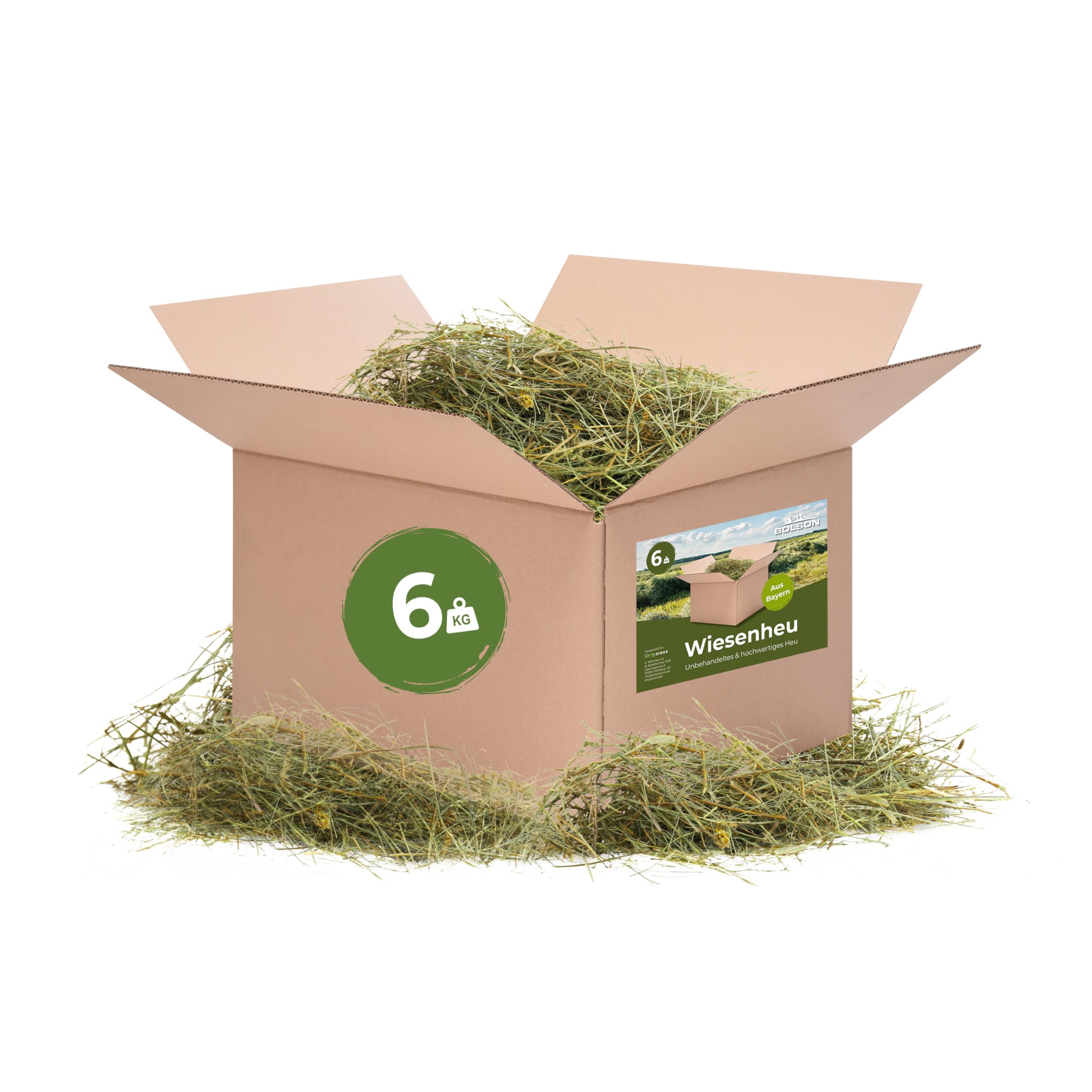 Bolson frisches & unbehandeltes Wiesenheu (6 kg) - 1.Schnitt Heu mit Gräsern & Blüten aus Bayern - direkt ab Hof verpackt - hochwertiges Heu zur Fütterung & Einstreu von Kaninchen, Hamster 6 kg (1er Pack) Angebot bei HelloDeals