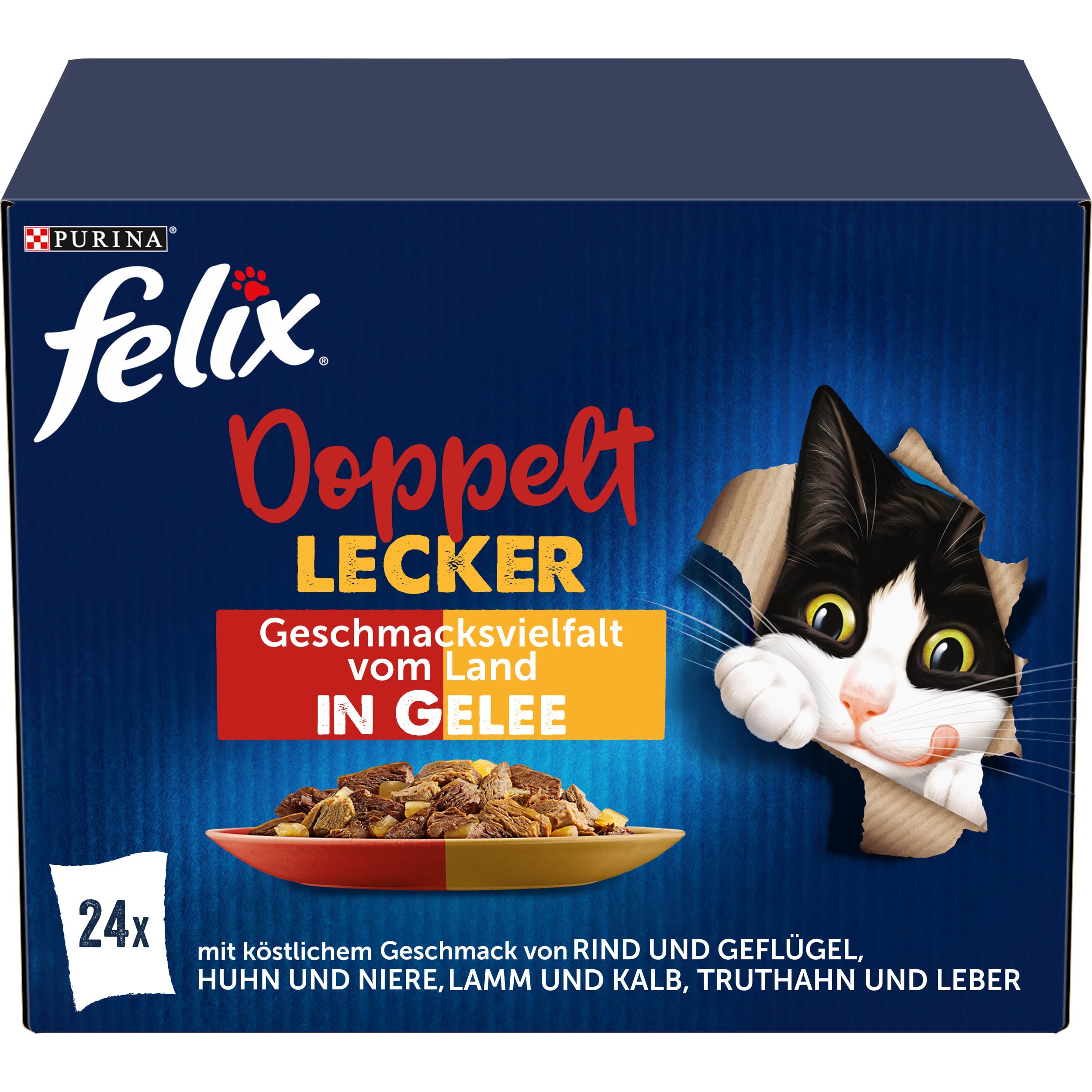FELIX So gut wie es aussieht Doppelt Lecker Katzenfutter nass in Gelee, Sorten-Mix, 4er Pack (4 x 24 Beutel à 85g) vom Land 2.04 kg (4er Pack) Angebot bei HelloDeals