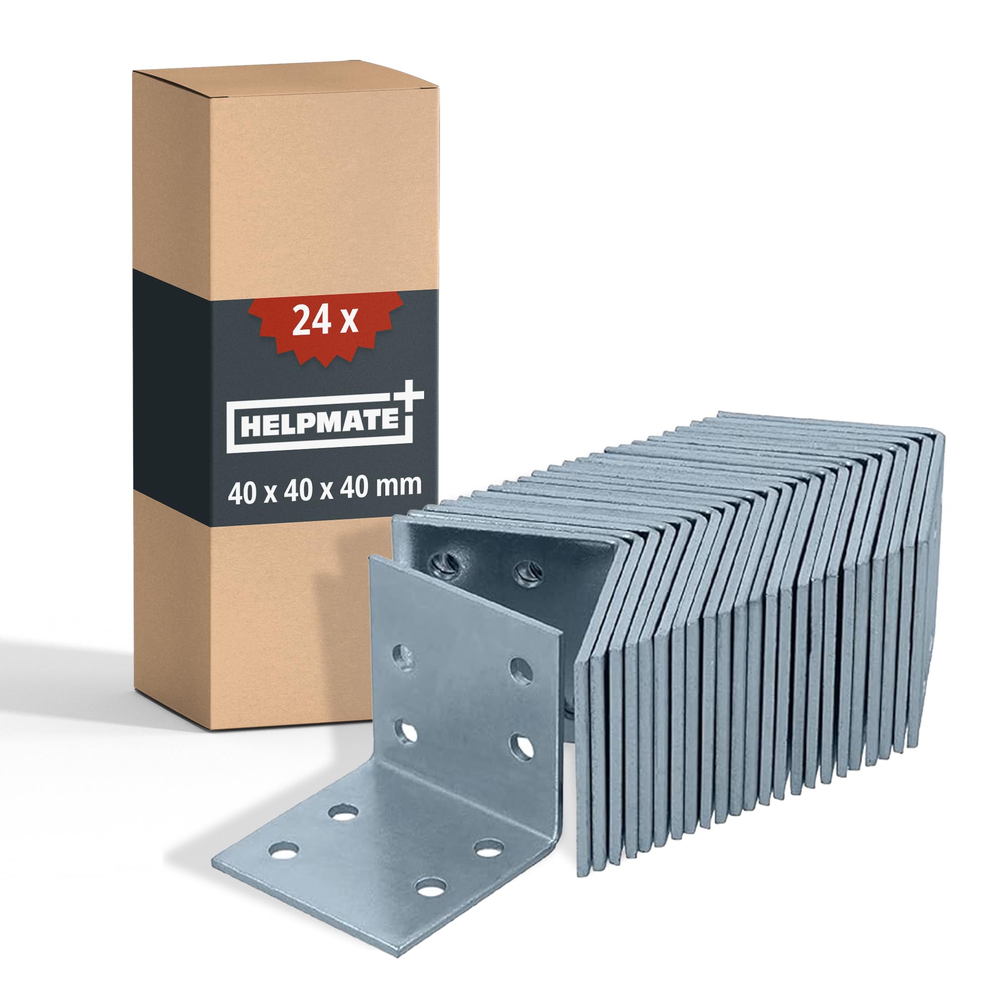 HELPMATE – 24 Stück Lochplattenwinkel 40x40x40 mm – Winkelverbinder galvanisch verzinkt & blau passiviert – Holzverbinder mit hervorragendem Korrosionsschutz – Lochwinkel 40x40x40mm Angebot bei HelloDeals