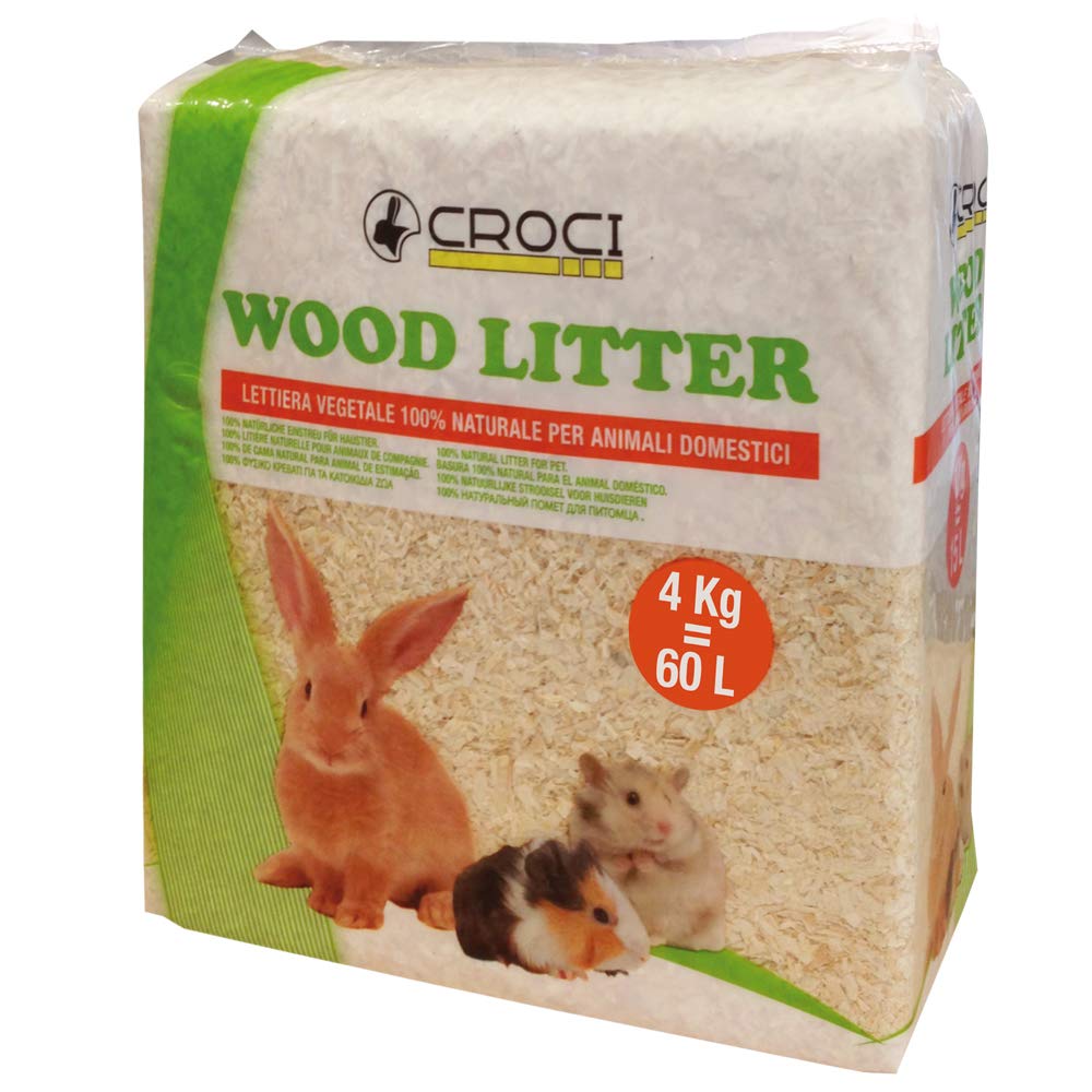 Croci Wood Litter - Pflanzliche Streu für Nagetiere auf Basis von Tannenspänen, 15 lt - 1 kg Format, natürlich und kompostierbar ohne chemische Produkte, super saugfähig, geruchshemmend 60 L - 4 Kg Angebot bei HelloDeals