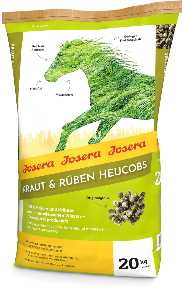JOSERA Kraut & Rüben Heucobs (1 x 20 kg) | Premium Pferdefutter | Pferdefutter zum Auffüttern | Melassefrei und ohne Zuckerzusatz | CO2-neutral produziert und getrocknet | 1er Pack Angebot bei HelloDeals