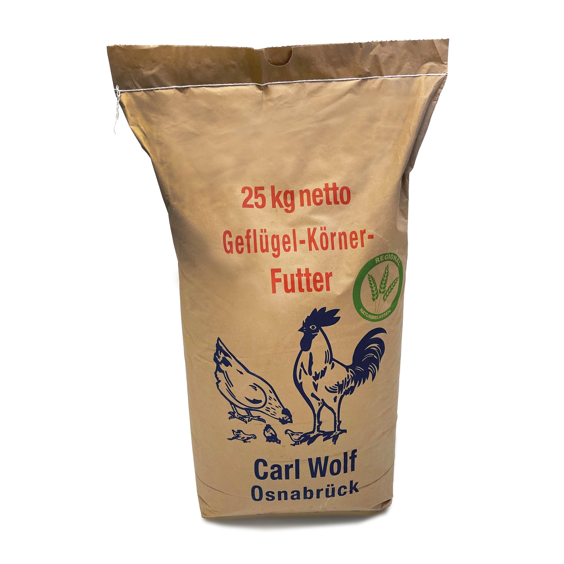 Carl Wolf - Geflügelkörnerfutter - 25 kg - Natürliche Premium-Qualität für gesundes Geflügel - Hühner - Enten - Regional - Naturbelassen - Ohne Gentechnik 25 kg (1er Pack) Angebot bei HelloDeals