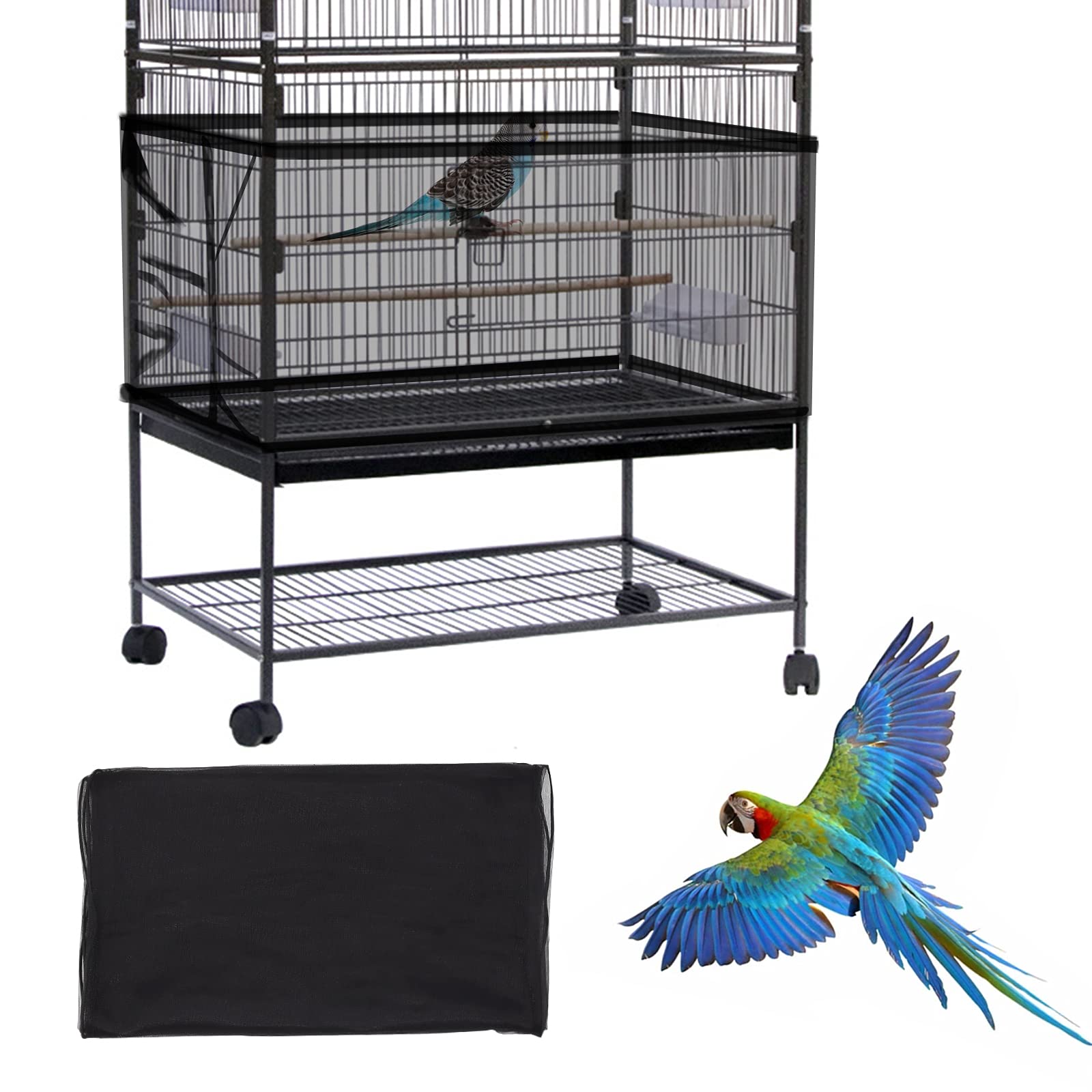 Mngren Extra groß Vogelkäfig Abdeckung, Universal Vogelkäfig Samenfänger, Einstellbar Papageien Kordelzug Vogelfutter Kleintiere Netz, Abdeckung Rock Bewachen für Runde Quadratische Käfige Schwarz Angebot bei HelloDeals
