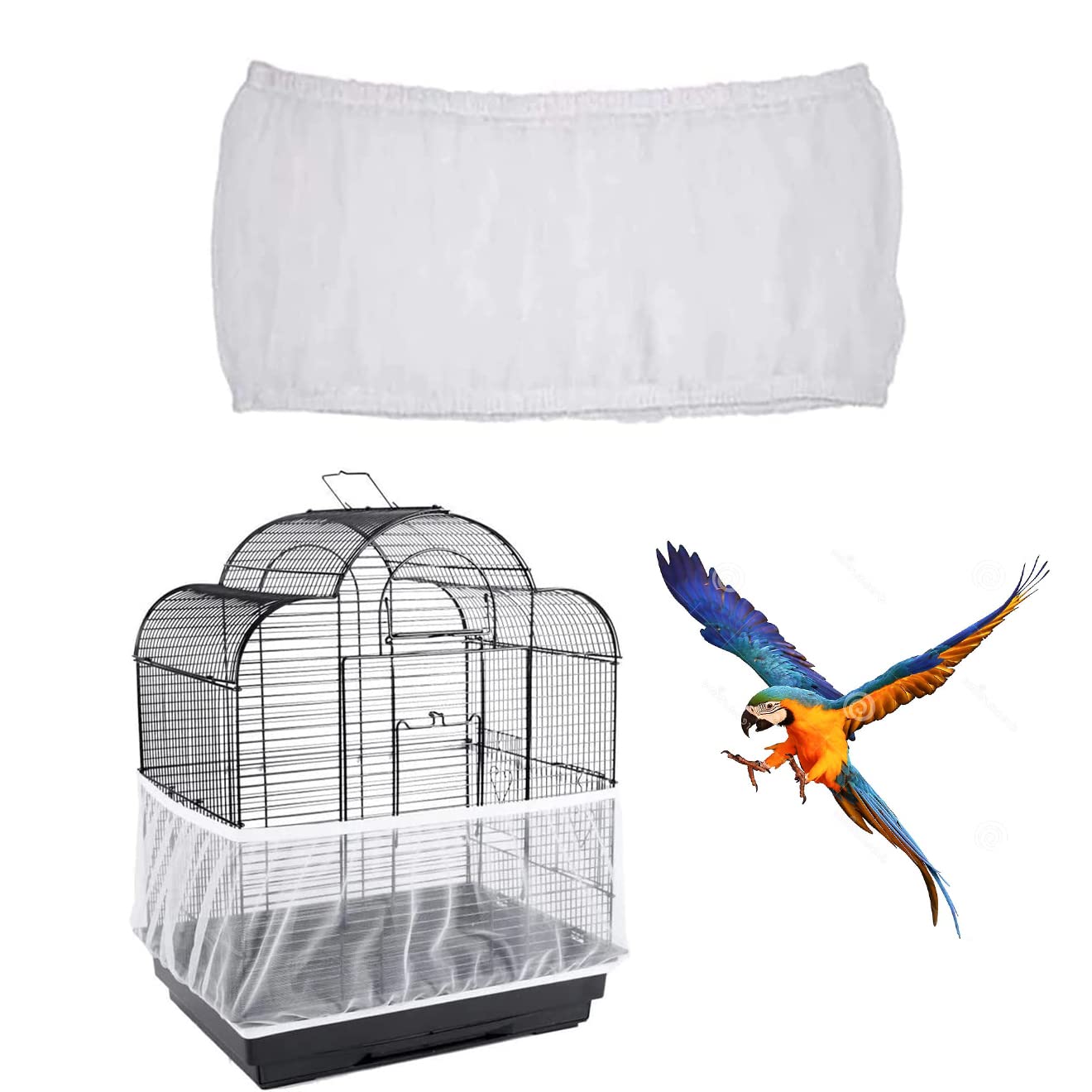 Vogelkäfig Abdeckung,Vogelkäfig Samenfänger,Schutznetz für Vogelkäfig, Papageien Nylon Mesh Geeignet für Käfige mit einem Umfang von 140-220cm Angebot bei HelloDeals