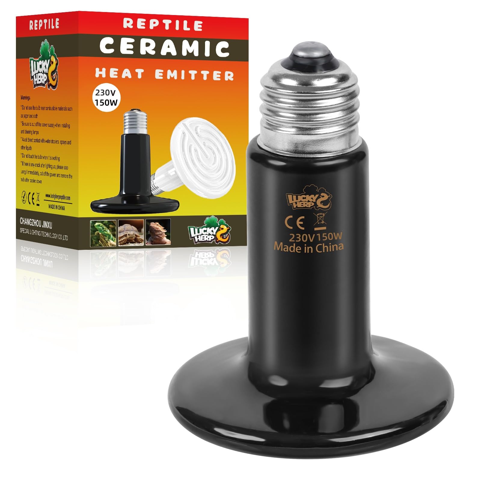 LUCKY HERP Terrarium Wärmelampe Reptilien, Schildkröten Keramik Wärmelampe Terrarium 150W, E27 Heizlampe Keramik Lampe für Tiere,Hühne,Schildkröte, Bartagame, Hund, Eidechse, Schlange 1 stück 150W Angebot bei HelloDeals