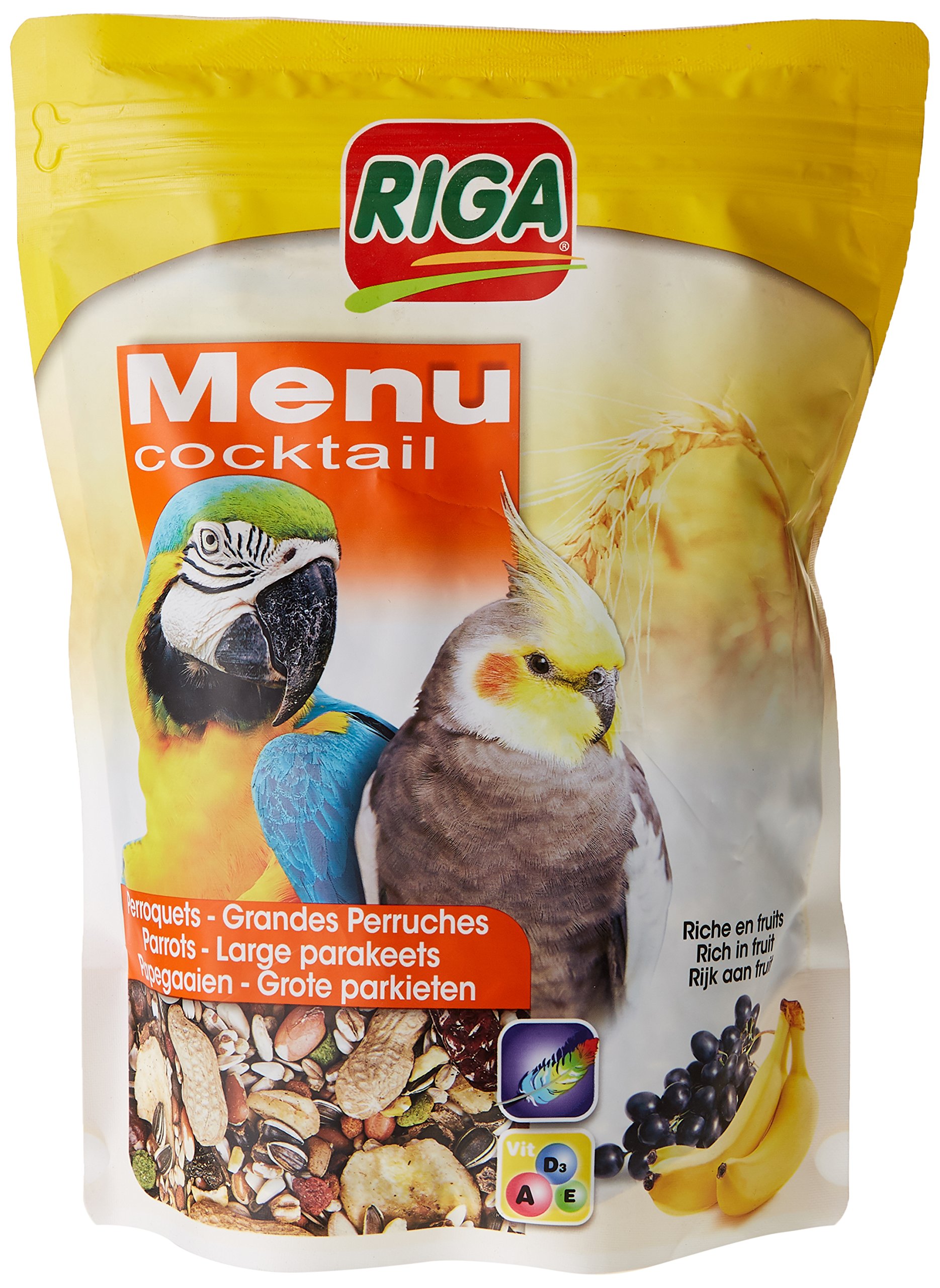 Riga - Menu Cocktail - Leckerbissen für Großsittiche & Papageien - Körnermischung, Reich an Früchten - Vitaminquelle - Energiereiches & Ausgewogenes Futter - Doypack 500g 500 g (1er Pack) Angebot bei HelloDeals