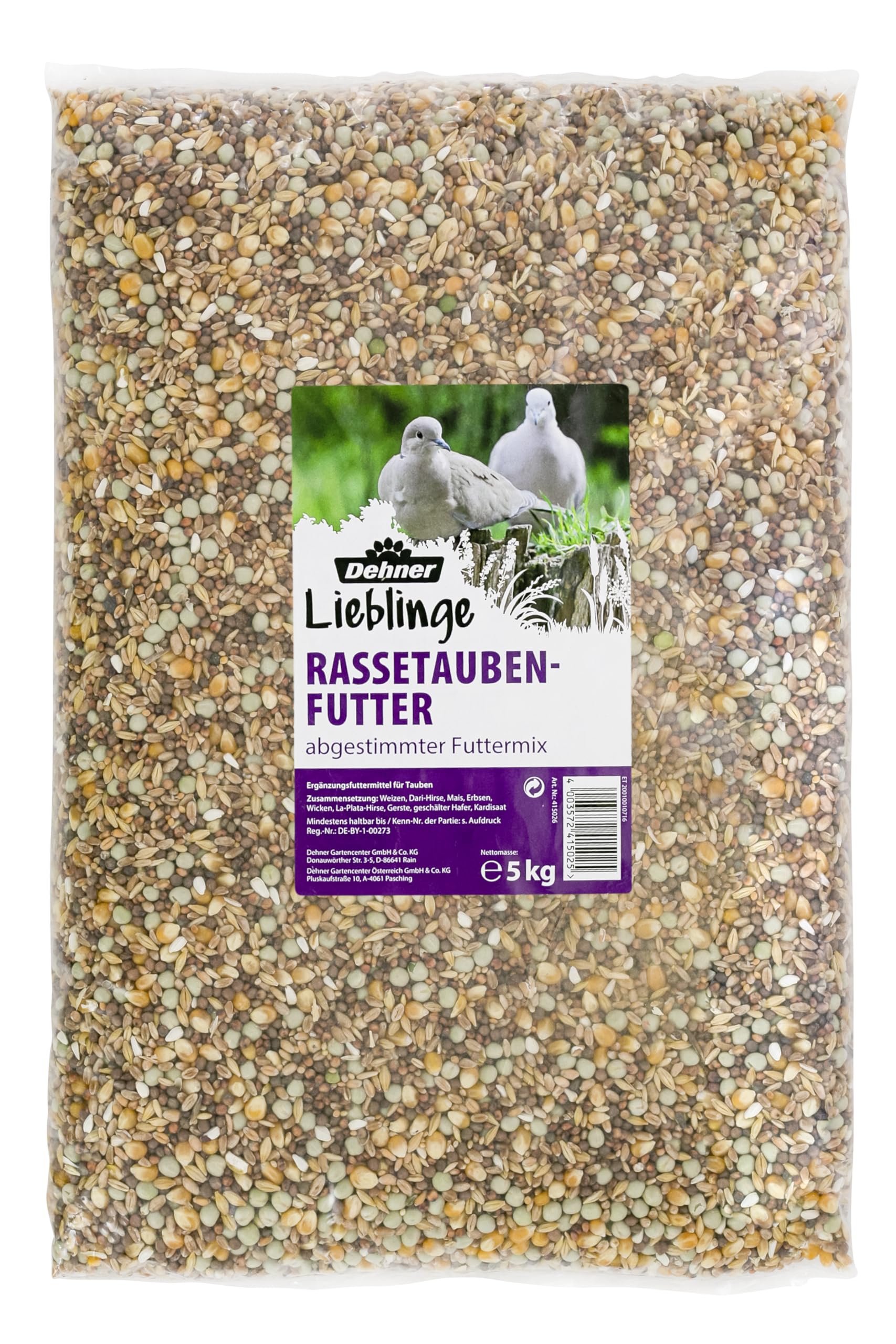Dehner Rassetaubenfutter in Markenqualität | Taubenfutter | Vogelfutter für Tauben | Körnermischung | Ergänzungsfutter für Rassetauben | hochwertiger Futtermix mit Erbsen, Mais und Hirse | 5 kg Geschmacklos 5 kg (1er Pack) Angebot bei HelloDeals