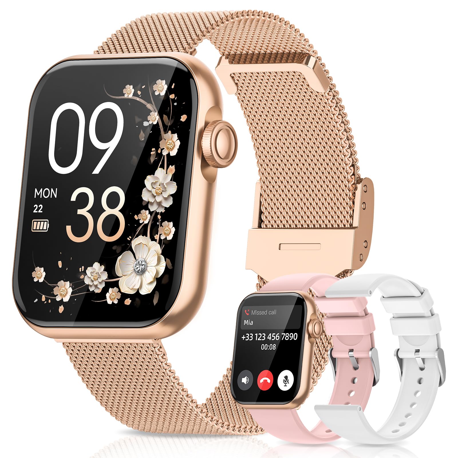 AIMIUVEI Smartwatch Damen, Fitnessuhr mit Telefonfunktion, Armbanduhr mit 120+ Sportmodi, 24H Pulsuhr SpO2, Schlafmonitor, Menstruationszyklus, Kalorien, Fitness Tracker Sportuhr Android iOS Roségold Angebot bei HelloDeals