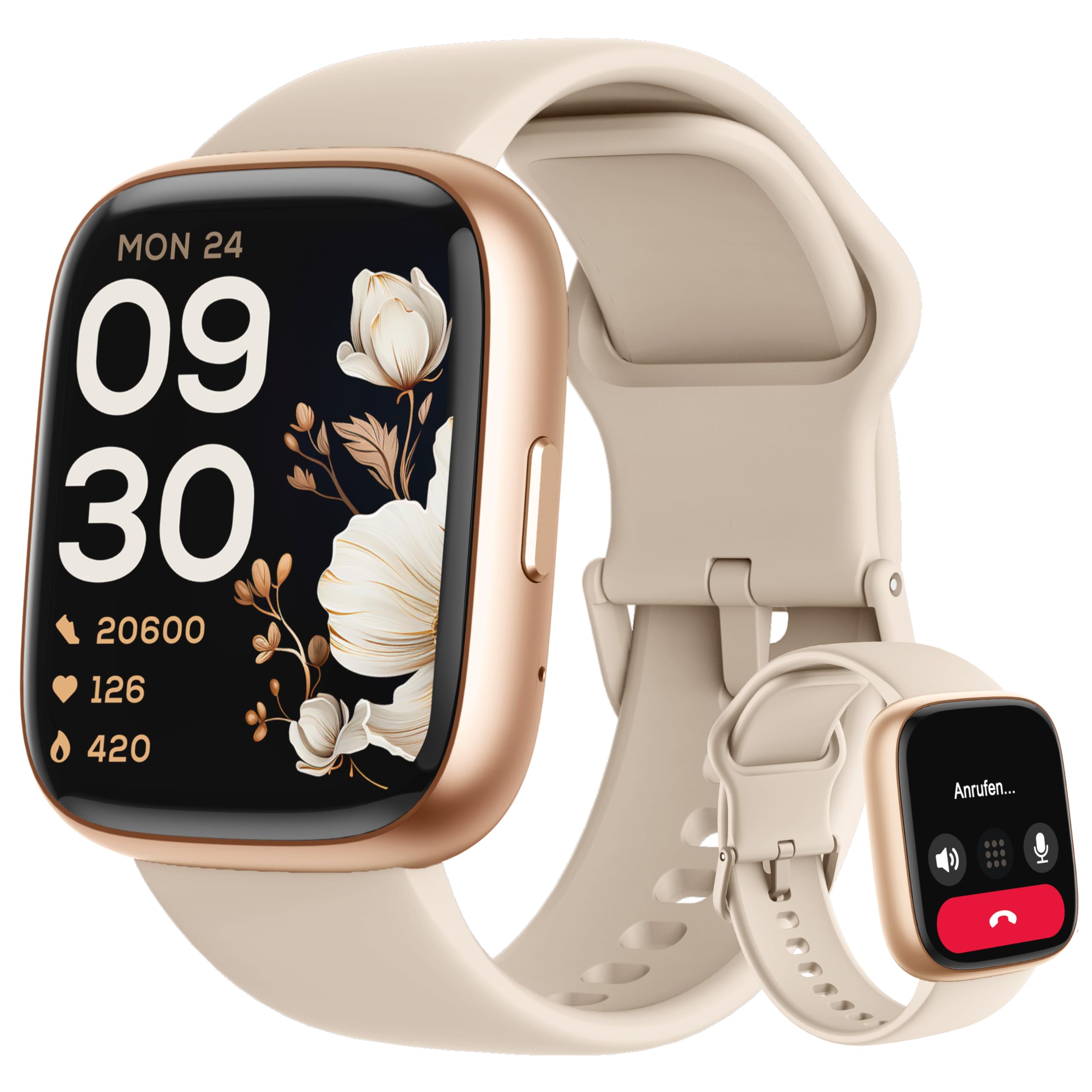 LODIMEKE Alexa Smartwatch Damen Herren, 1,83" Fitnessuhr mit Telefonfunktion, IP68 Wasserdicht, 100+ Sportmodi, Herzfrequenz Stress SpO2 Schlaf, Fitness Tracker für Android & iOS Beige Angebot bei HelloDeals