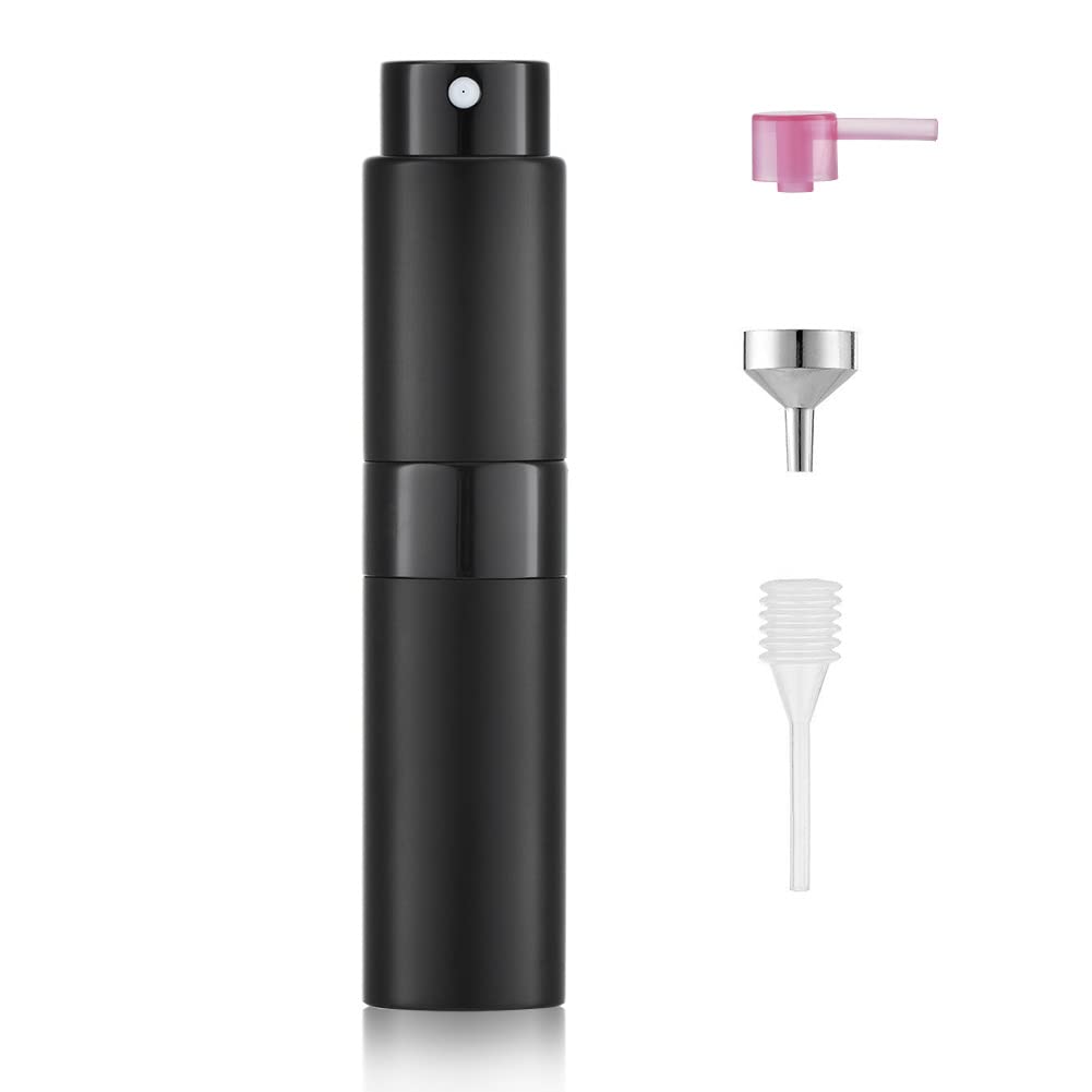Toureal 8ml Aluminium Parfüm Zerstäuber Nachfüllbar Leer Geschenk zu Weihnachten, Reise Parfümzerstäuber für Damen und Herren, Reisezerstäuber Flasche für unterwegs (Schwarz) Angebot bei HelloDeals