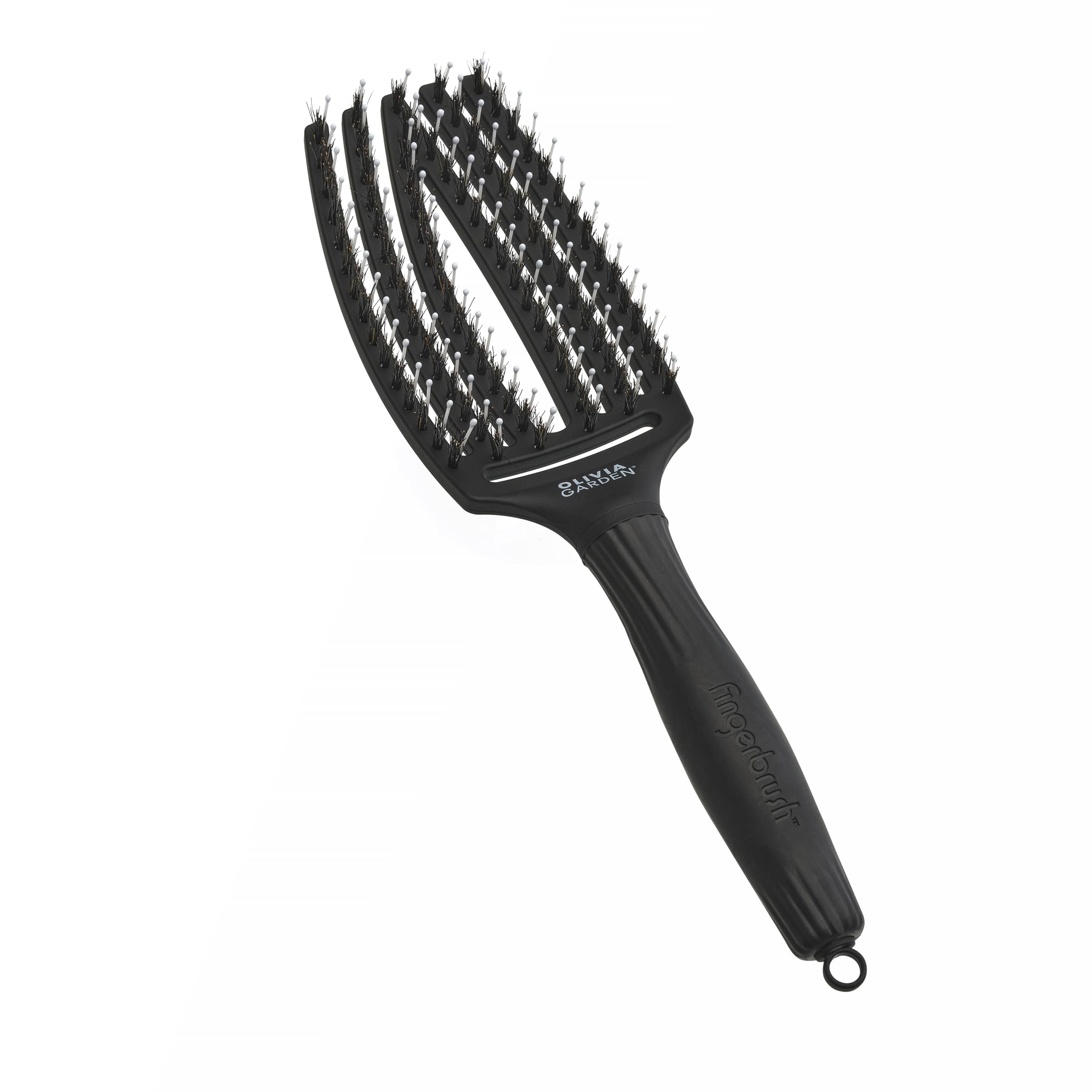 Olivia Garden Fingerbrush Care Iconic - Detangler Bürste mit Wildschweinborsten & Nylon für gesundes und glänzendes Haar Black Medium Angebot bei HelloDeals