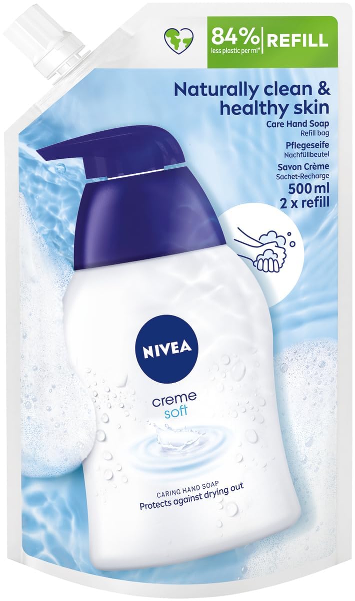 NIVEA Creme Soft Pflegeseife Nachfüllbeutel (500 ml), pflegende Handseife mit Mandel-Öl, mild duftende Flüssigseife zur sanften und hygienischen Reinigung 500 ml (1er Pack) Angebot bei HelloDeals