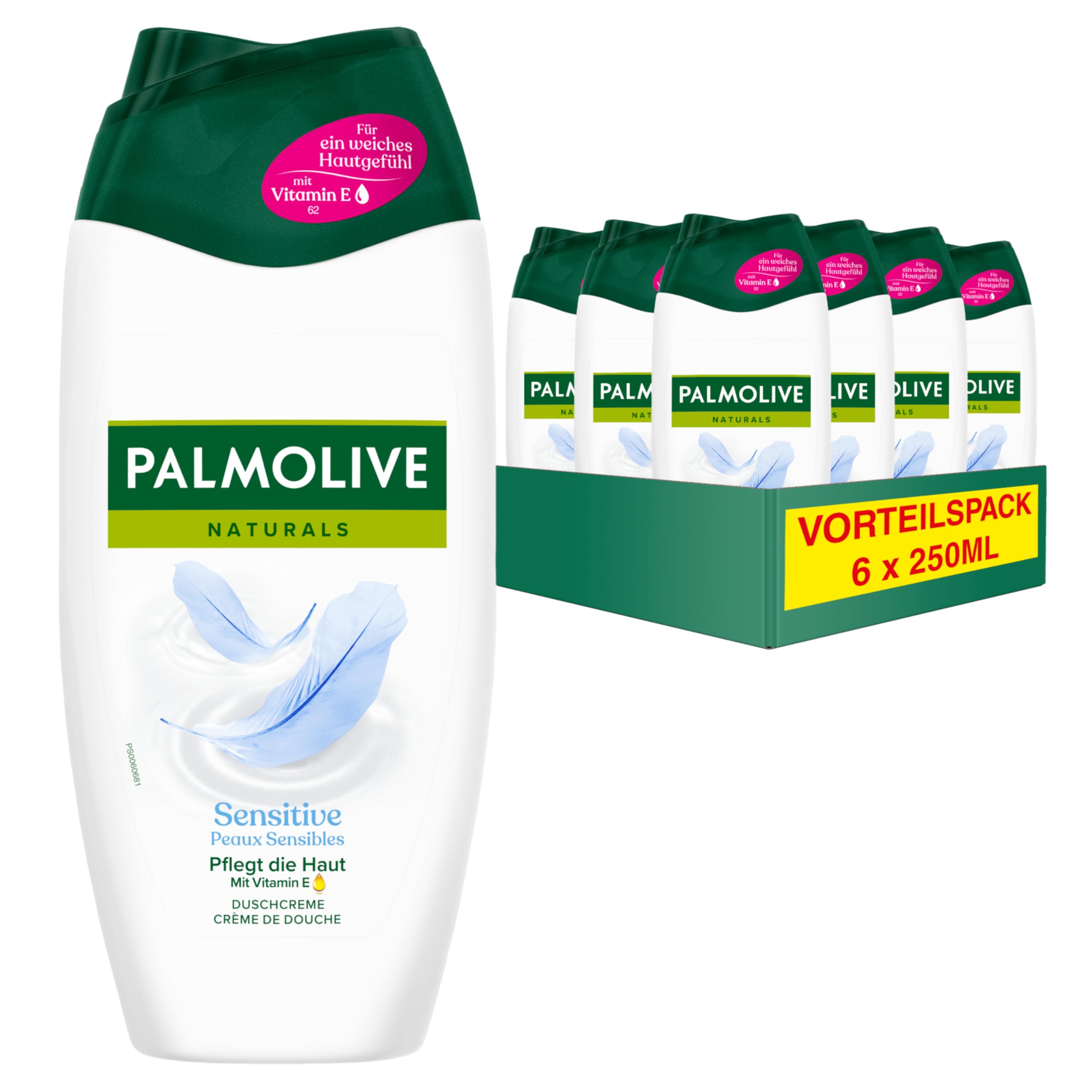 Palmolive Duschgel Naturals Sensitive 6 x 250ml - Cremedusche mit Feuchtigkeitsmilch Angebot bei HelloDeals